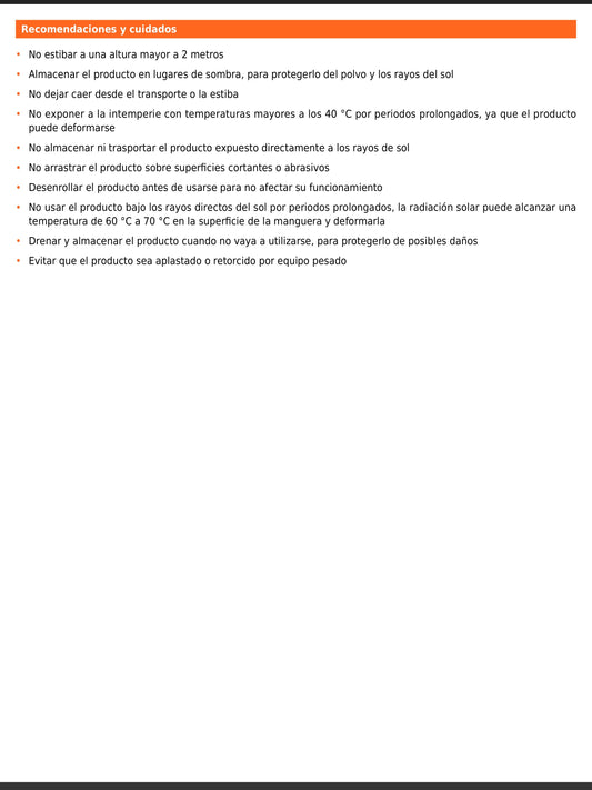 Manguera de succión y descarga de 4 pulgadas para motobomba rollo de 30 m