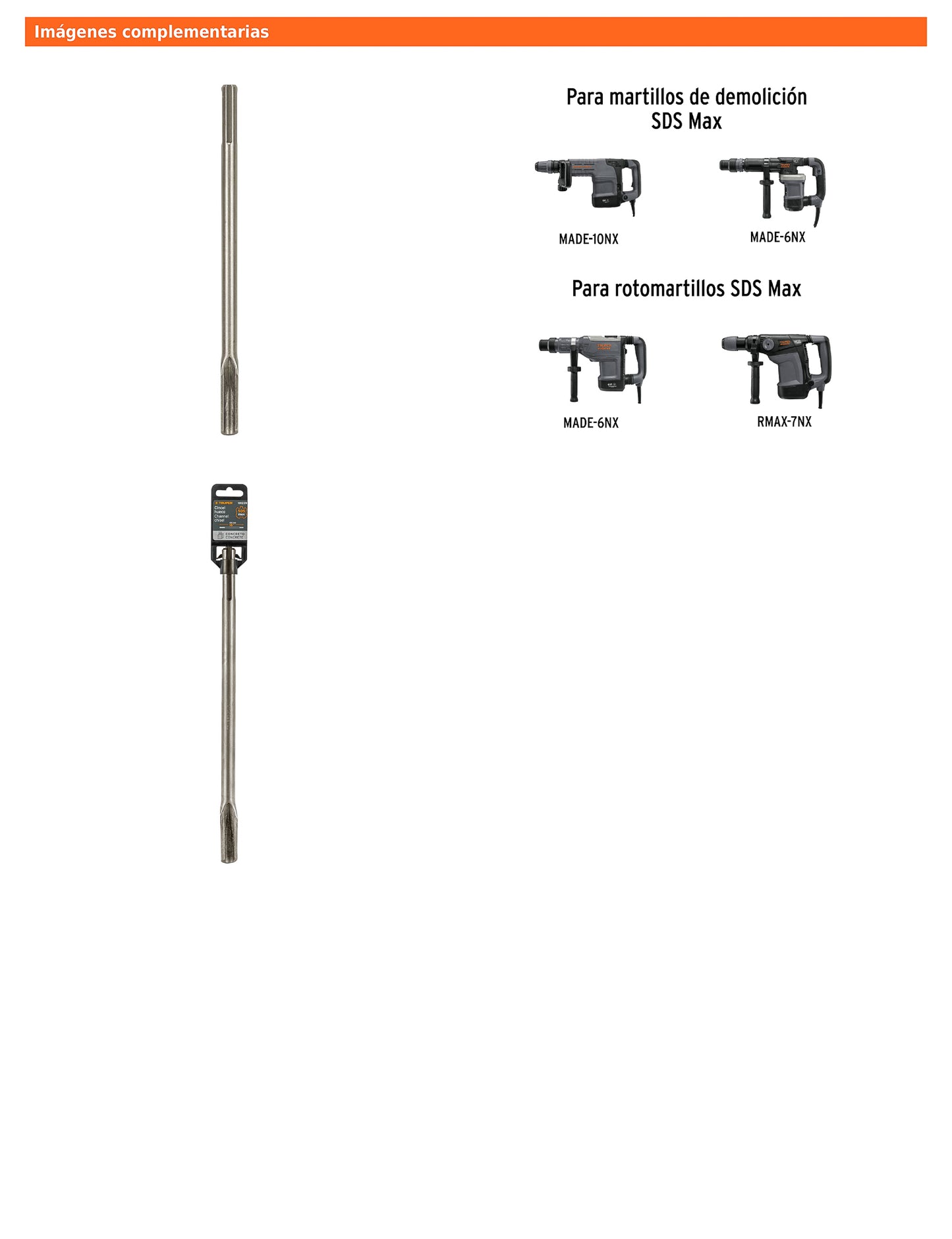Cincel hueco para acanalado SDS max de 7/8" x 16"