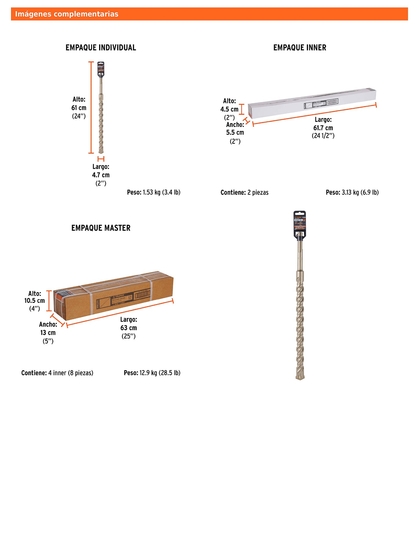 Broca SDS max de 1-1/4" x 21"