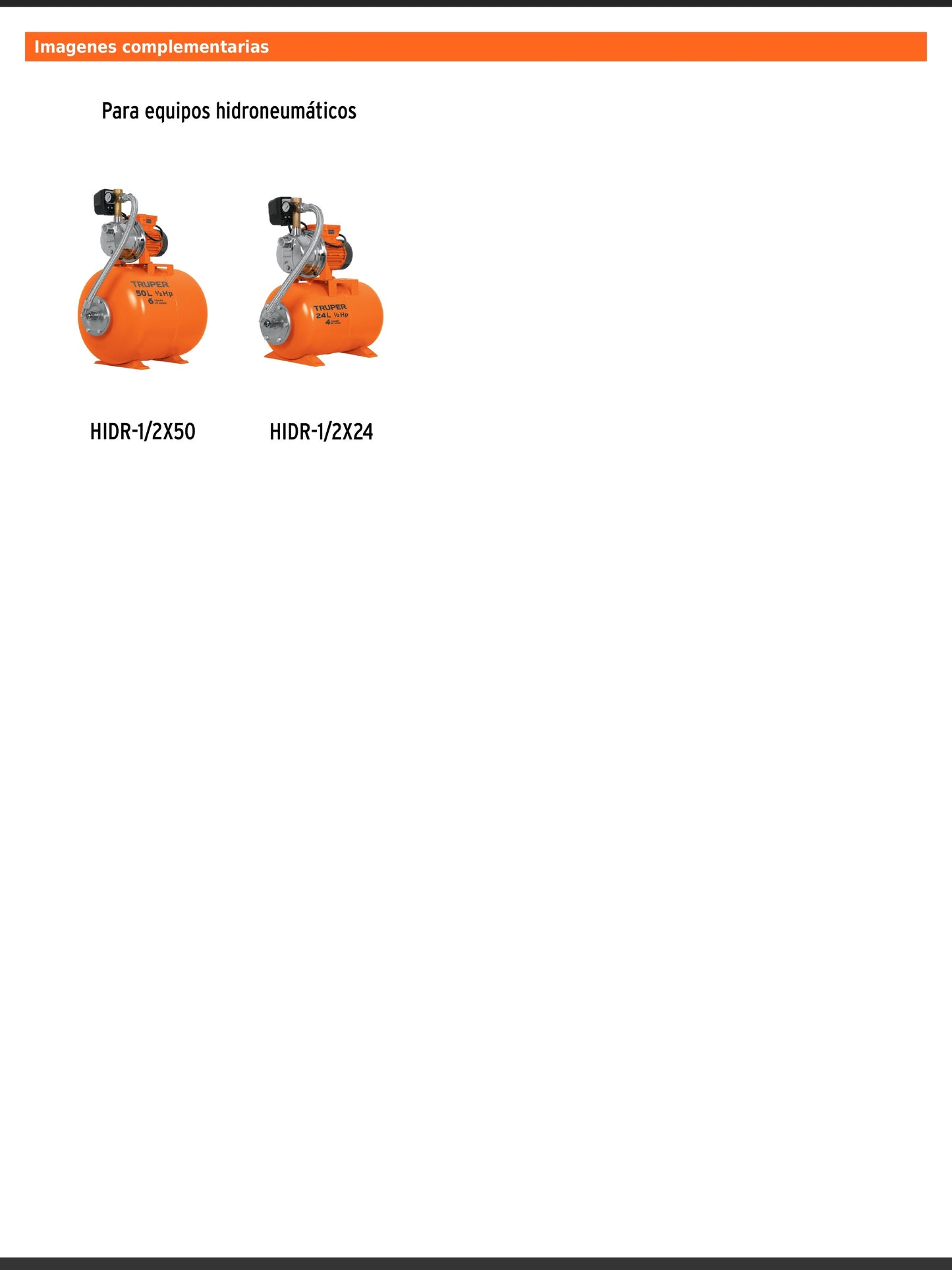 Manguera para equipos hidroneumáticos de 24 y 50 litros