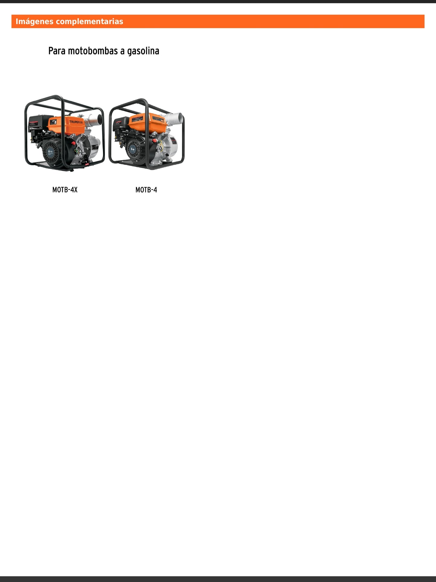 Kit de bayoneta y empaque para motobomba MOTB 4