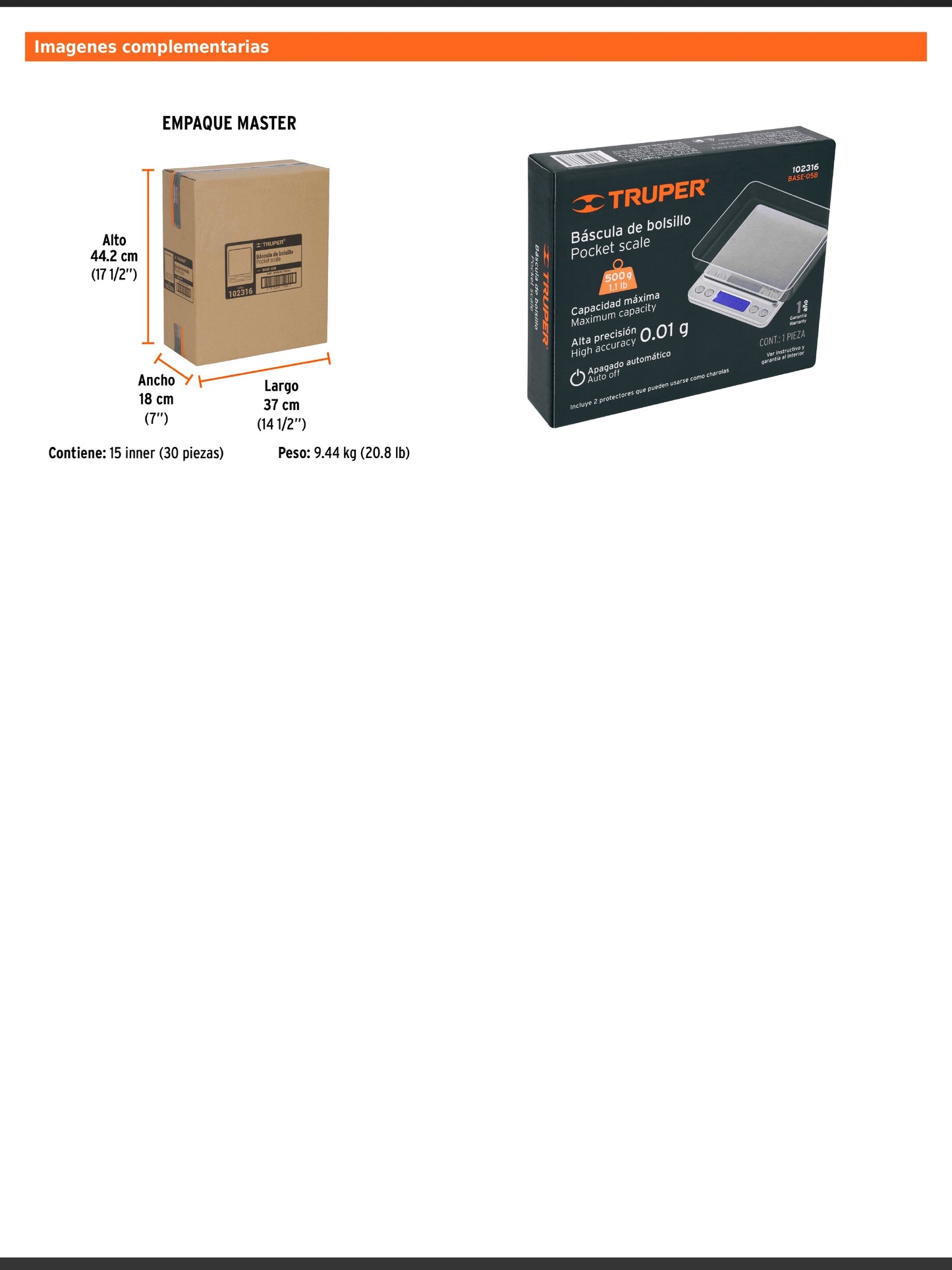 Báscula electrónica de precisión de bolsillo de 500 g