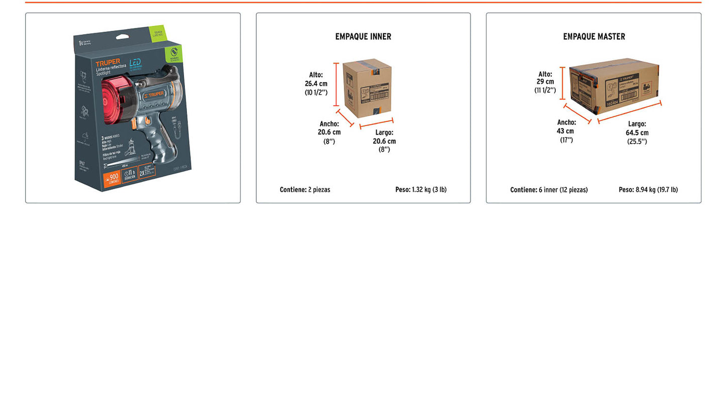 Linterna reflectora LED 900 lm recargable