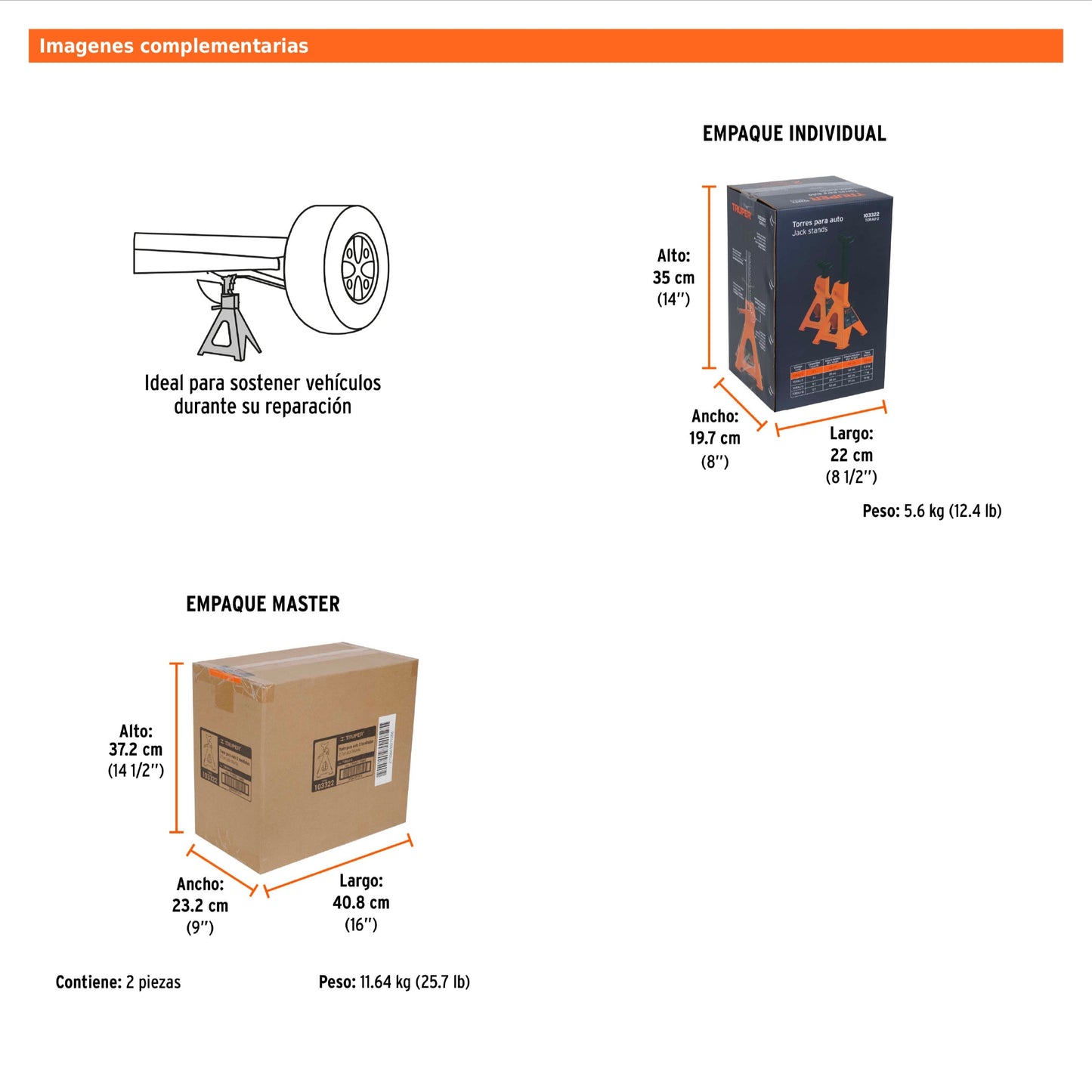 Torres para auto camioneta y camión 2 piezas