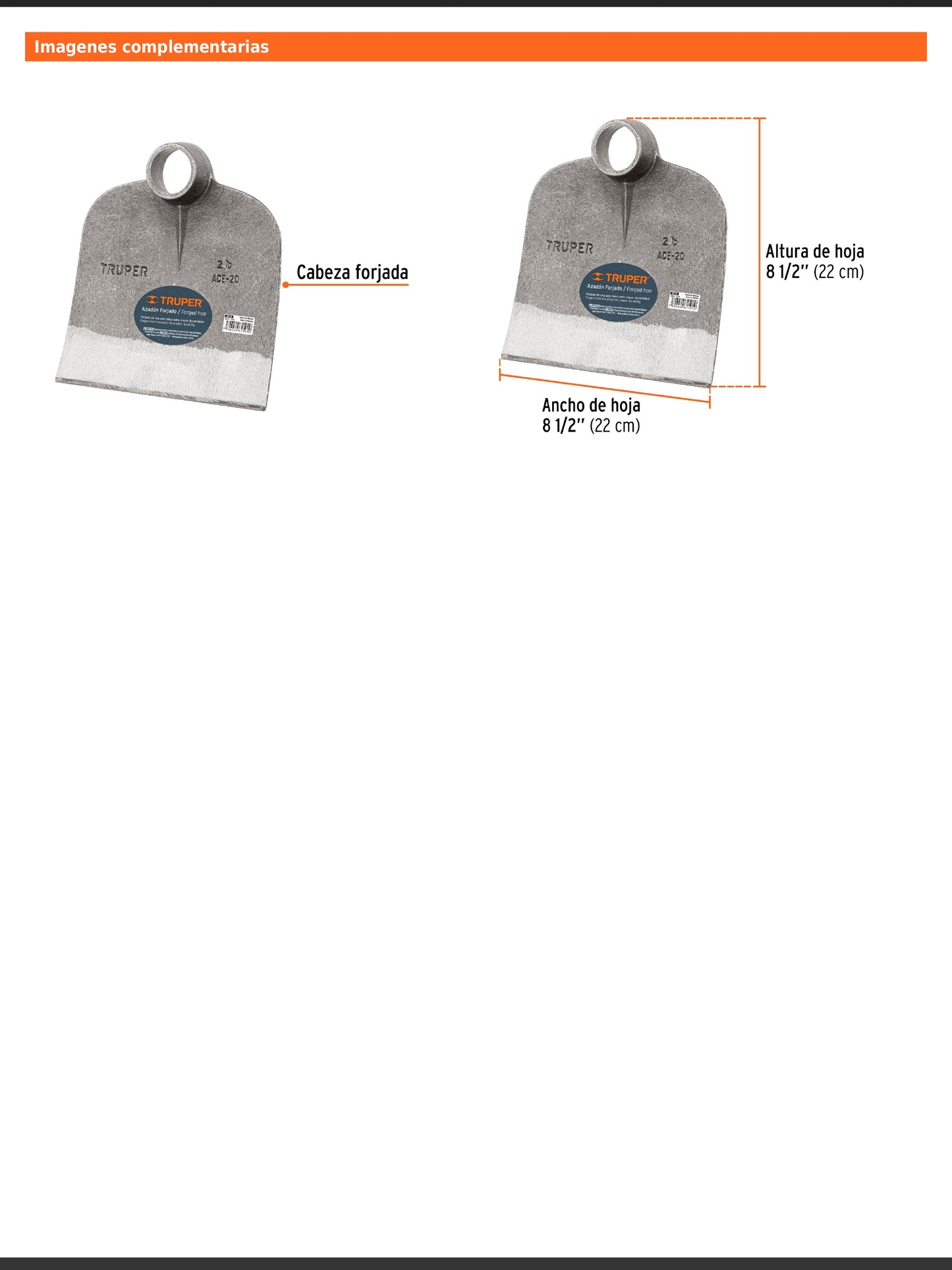 Azadón Centroamericano de 2.0 lb sin mango