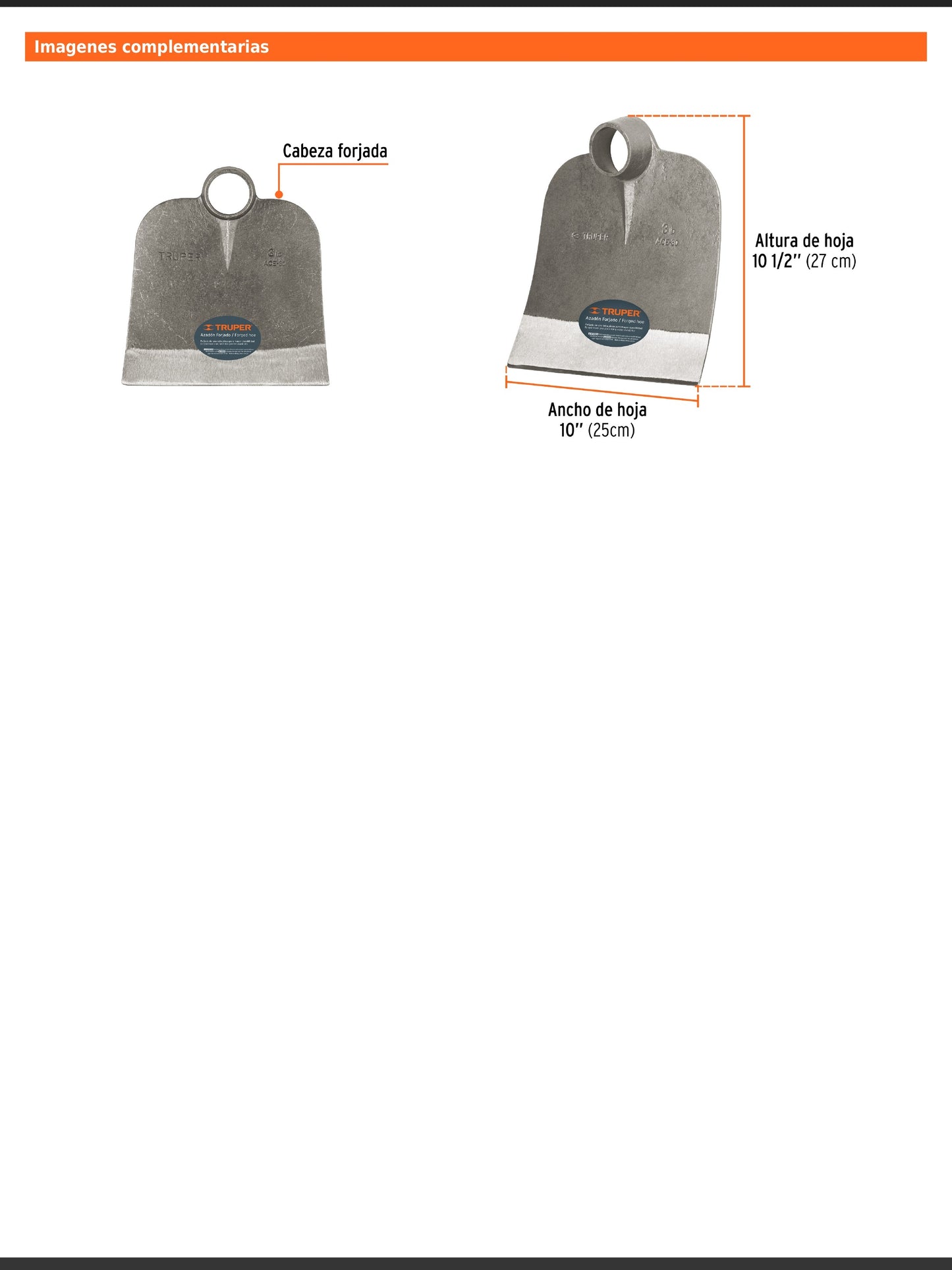 Azadón Centroamericano de 3.0 lb sin mango