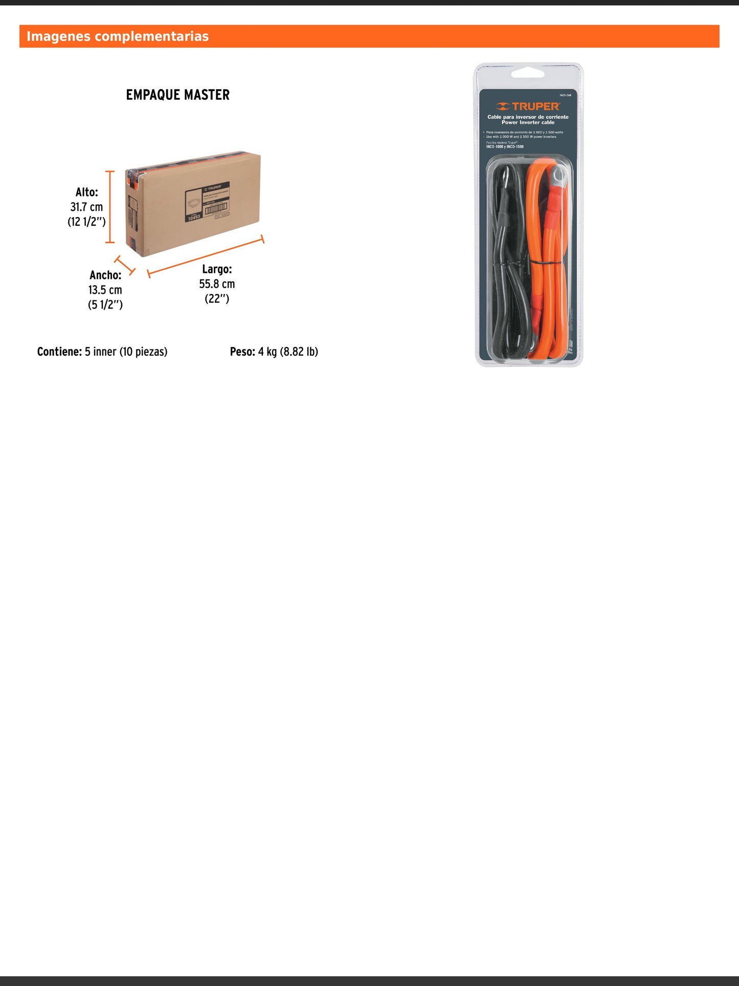 Cable para inversores de corriente INCO-1000 e INCO-1500
