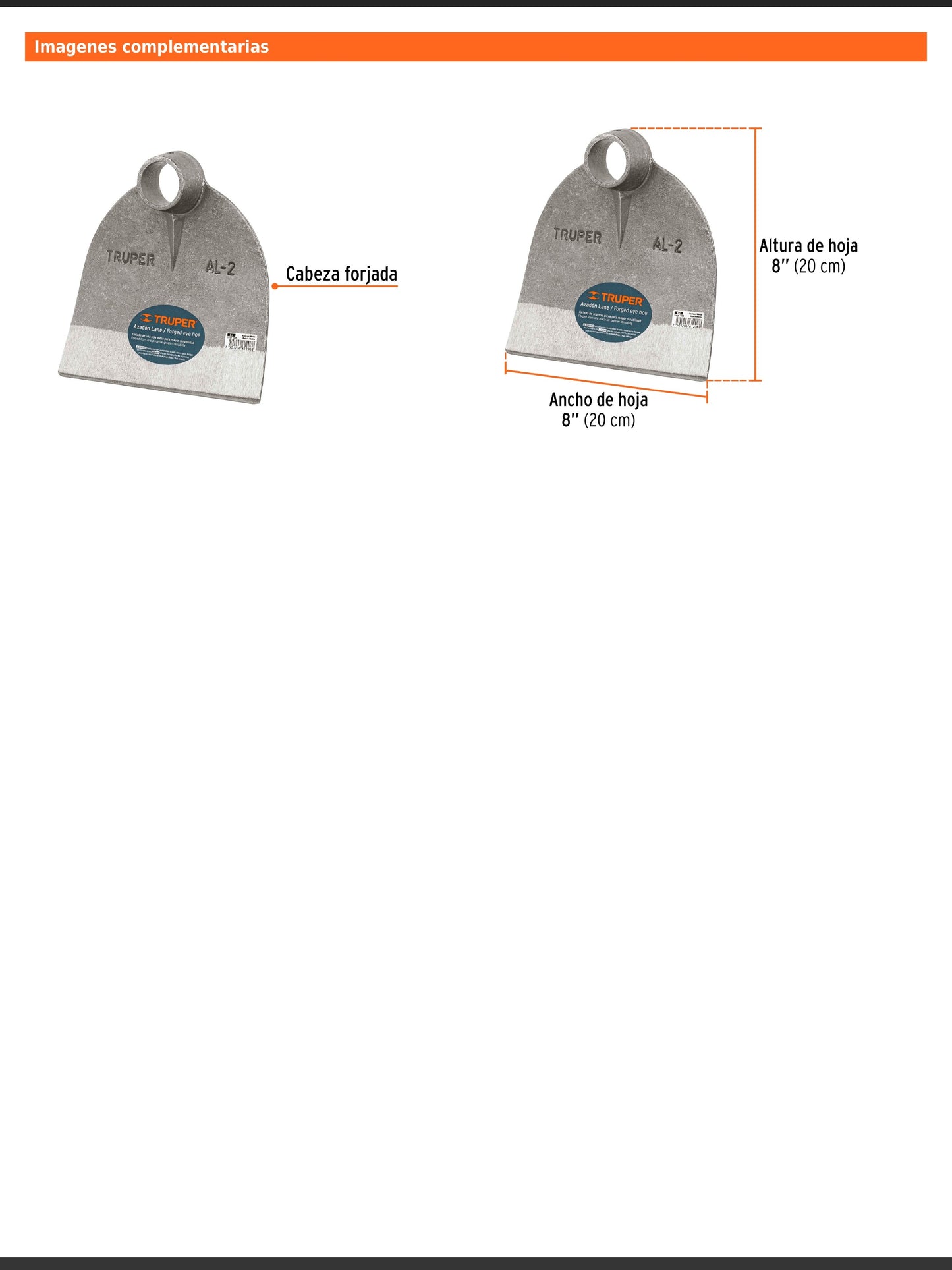 Azadón Lane No. 2 de 2.0 lb sin mango