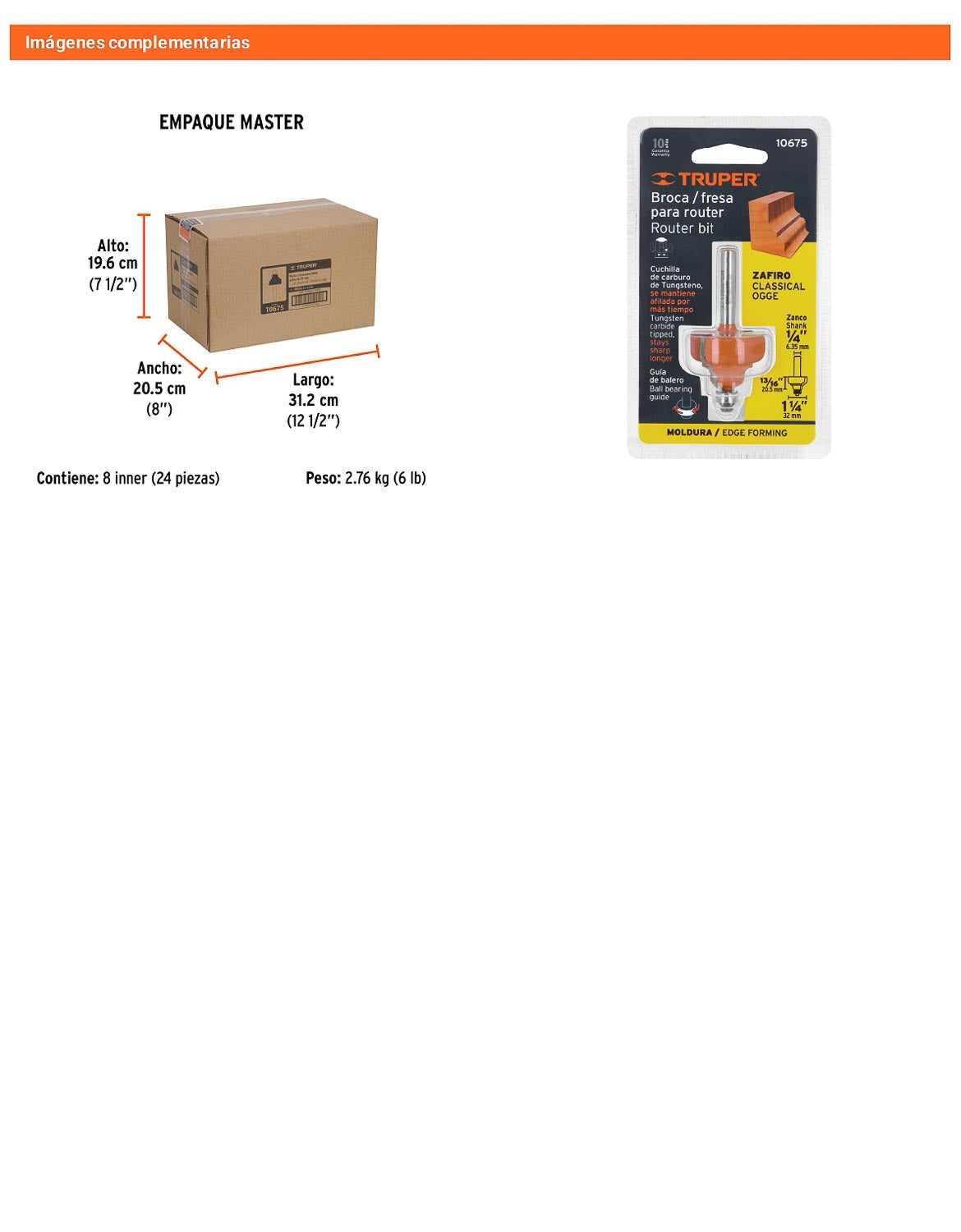 Broca para router zafiro 1-1/4" con balero