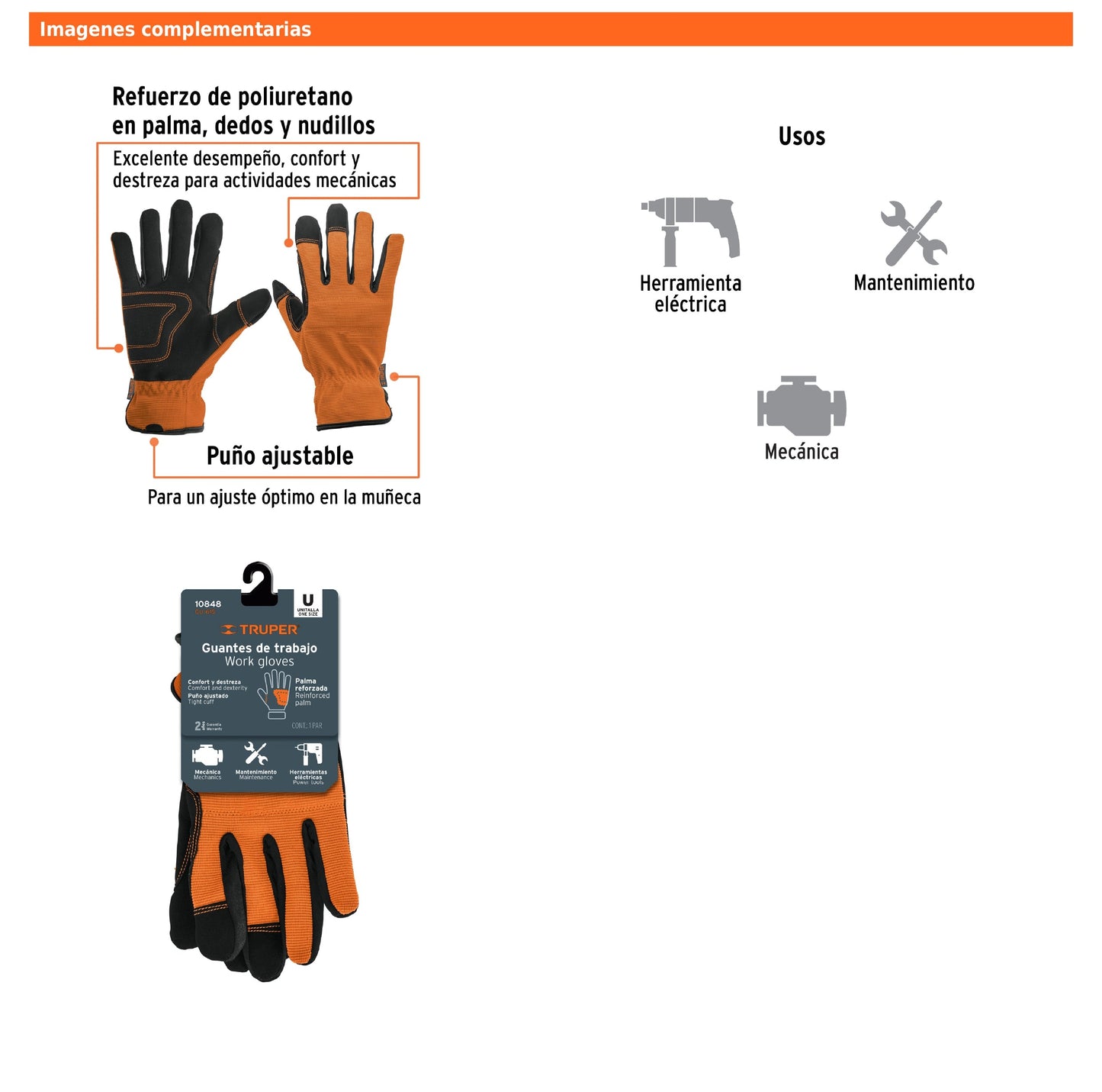 Guantes para mecánico palma reforzada