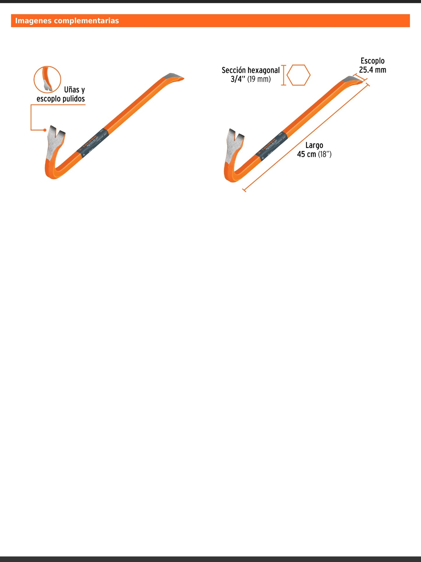 Barreta de uña de 3/4" x 45 cm