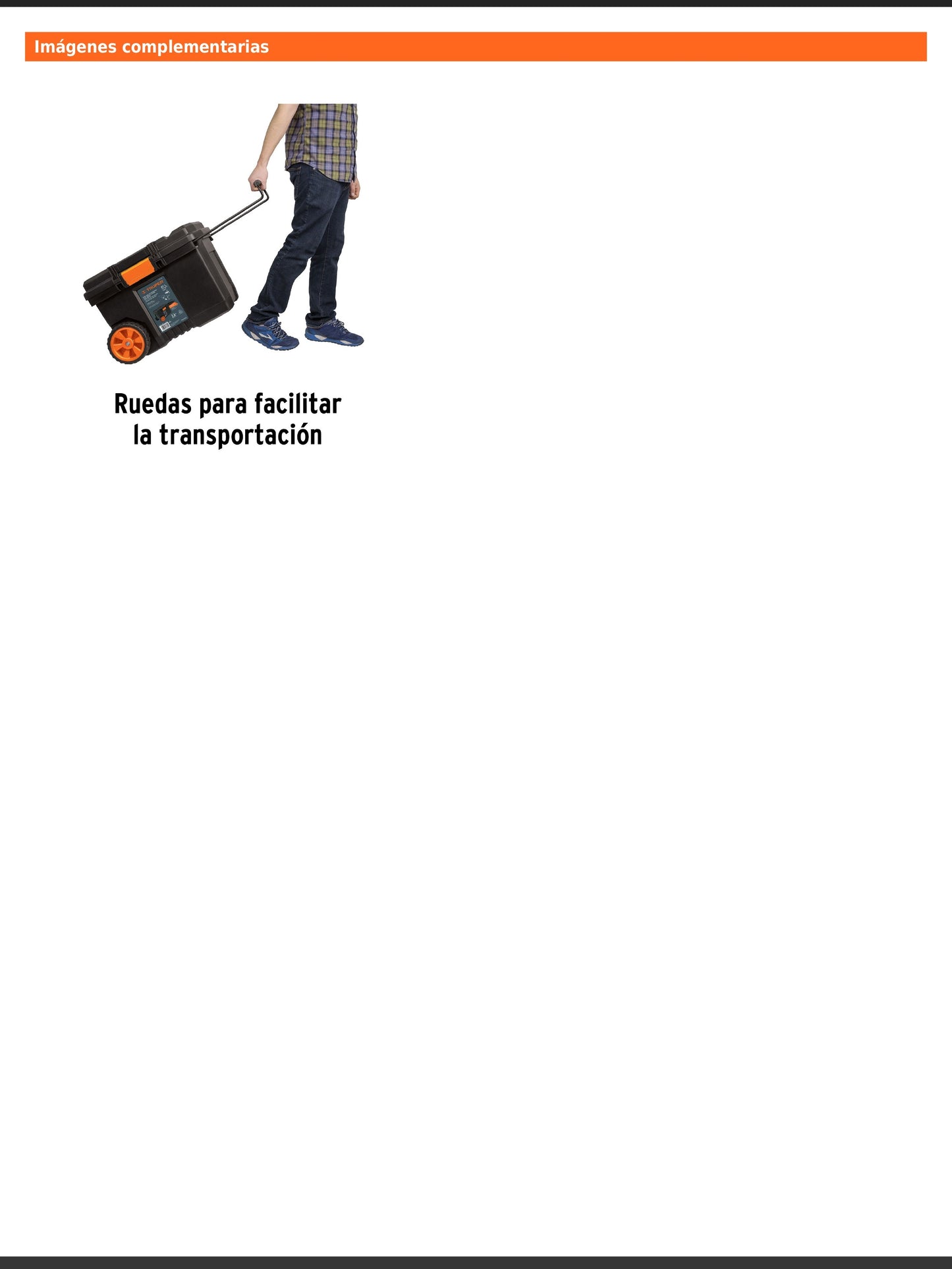 Caja para herramienta de 58 cm con ruedas y mango telescópico