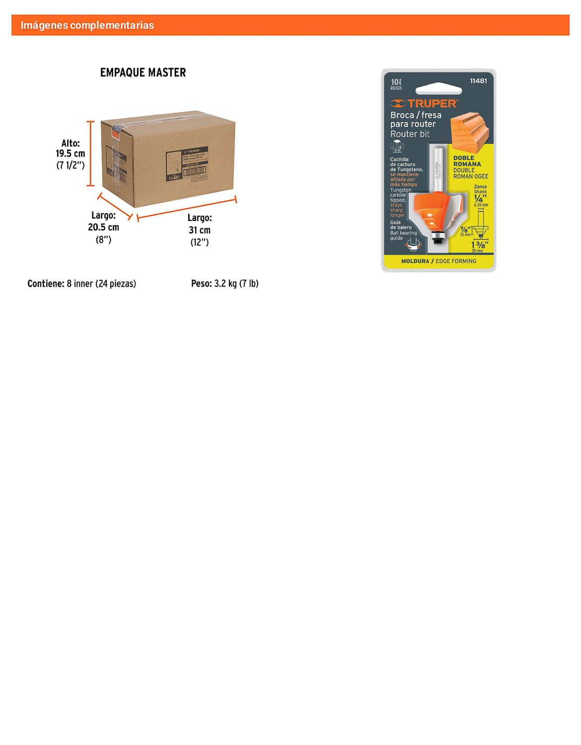 Broca para router doble romana 1-3/8"
