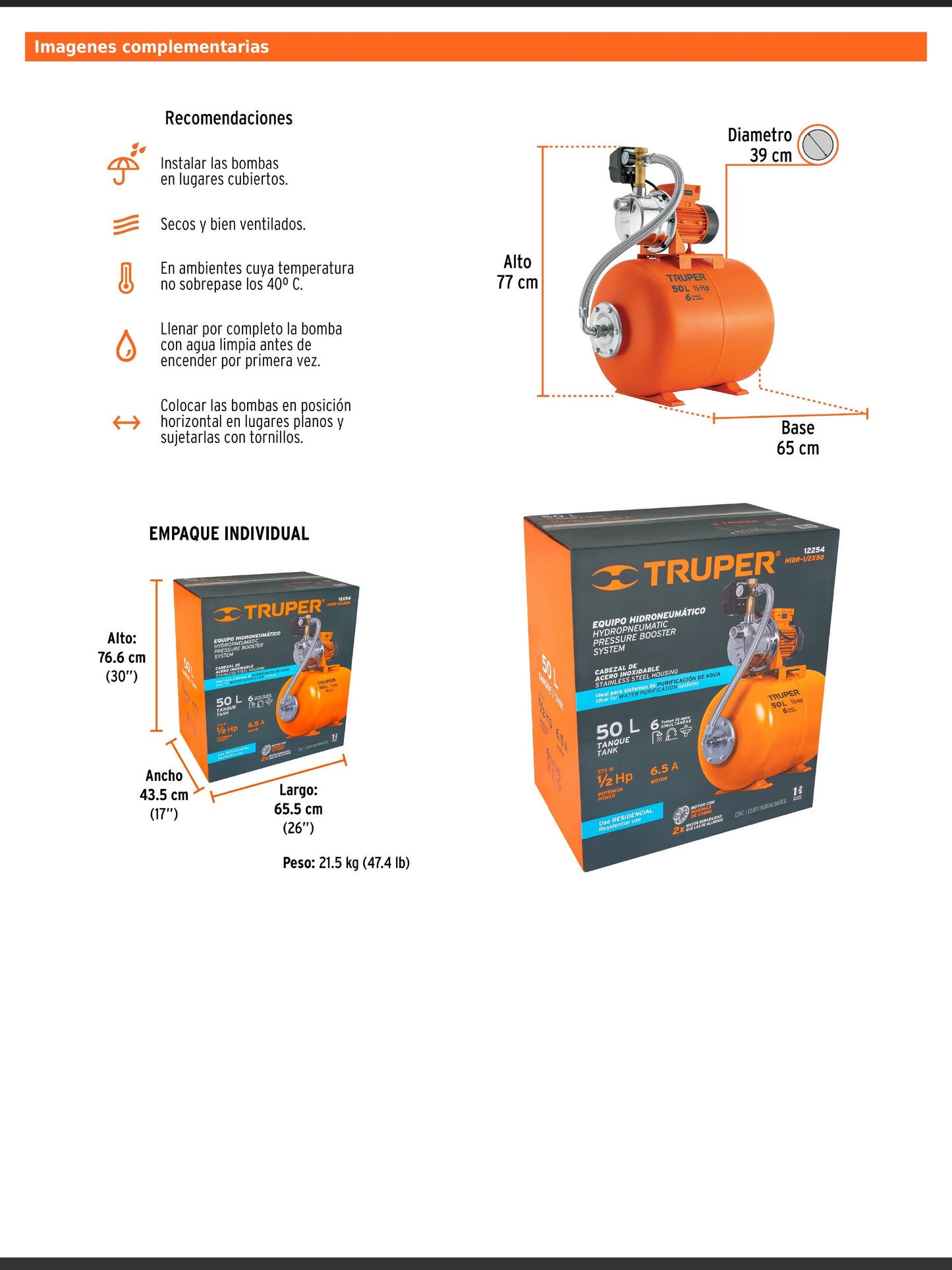 Equipo hidroneumático de 50 litros jet inoxidable de 1/2 HP