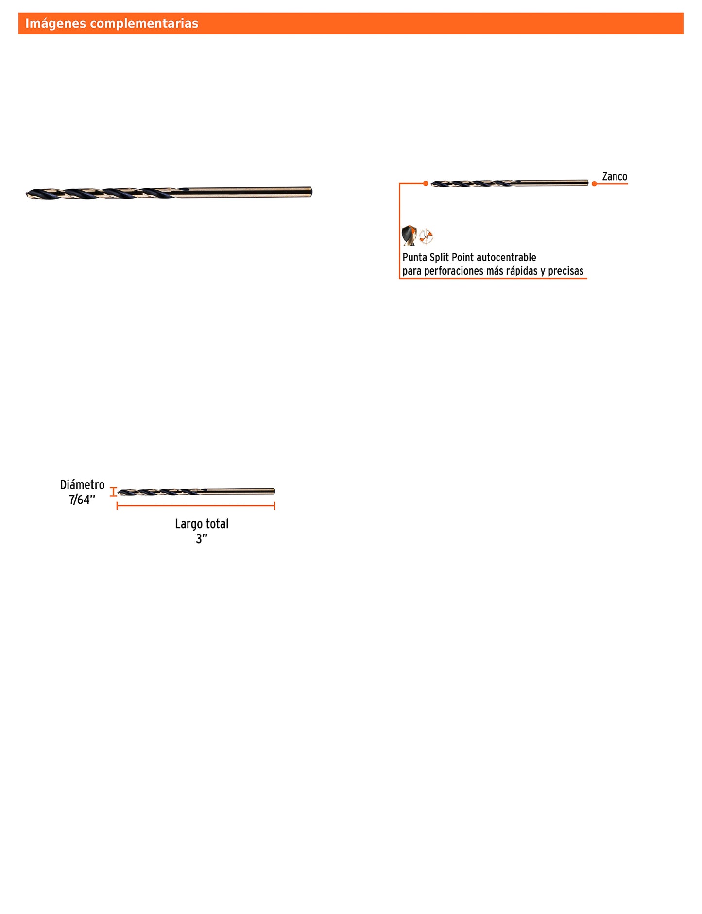 Broca HSS 7/64 pulg Trugold para metal