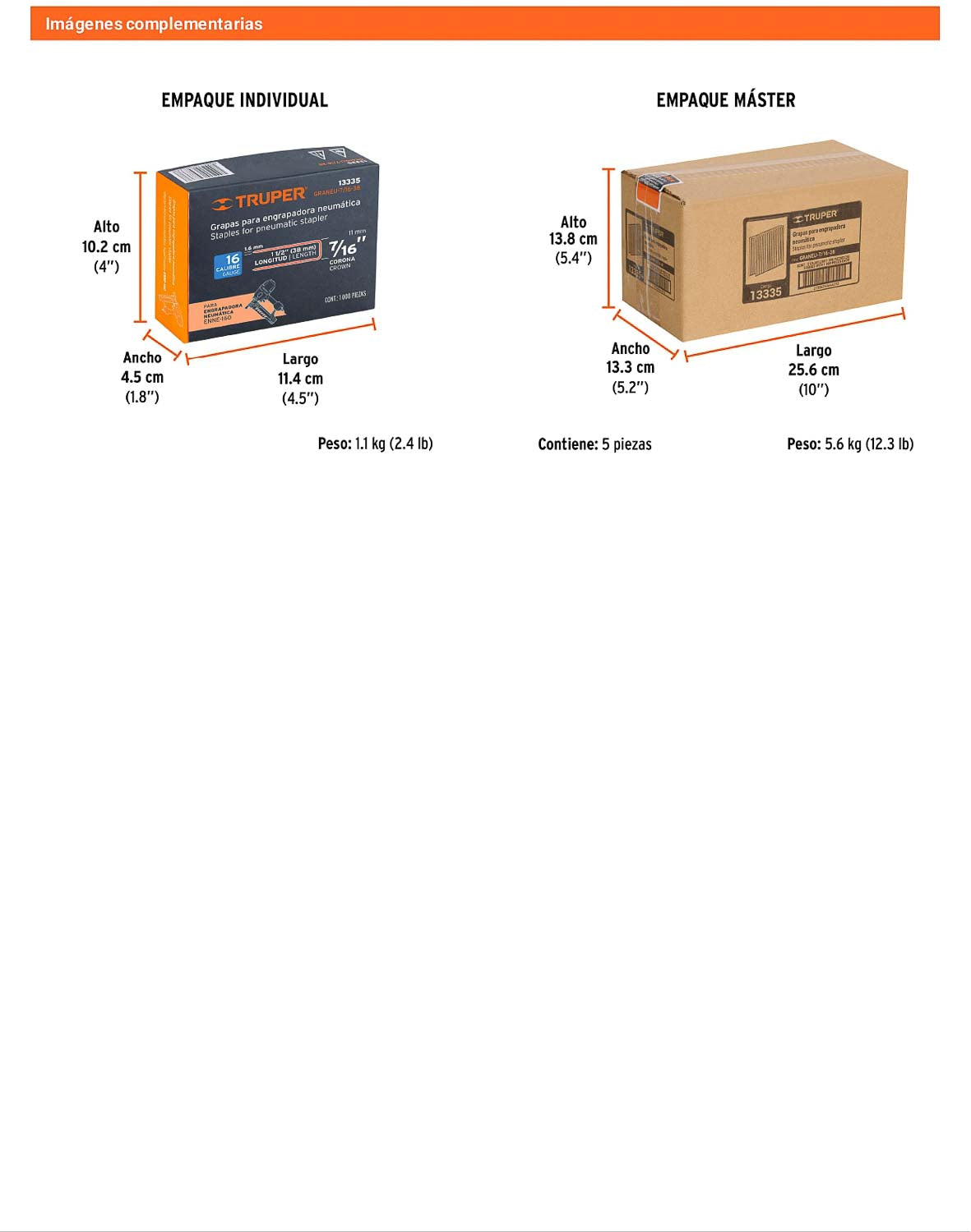 Caja 1000 grapas 7/16 pulg 38 mm