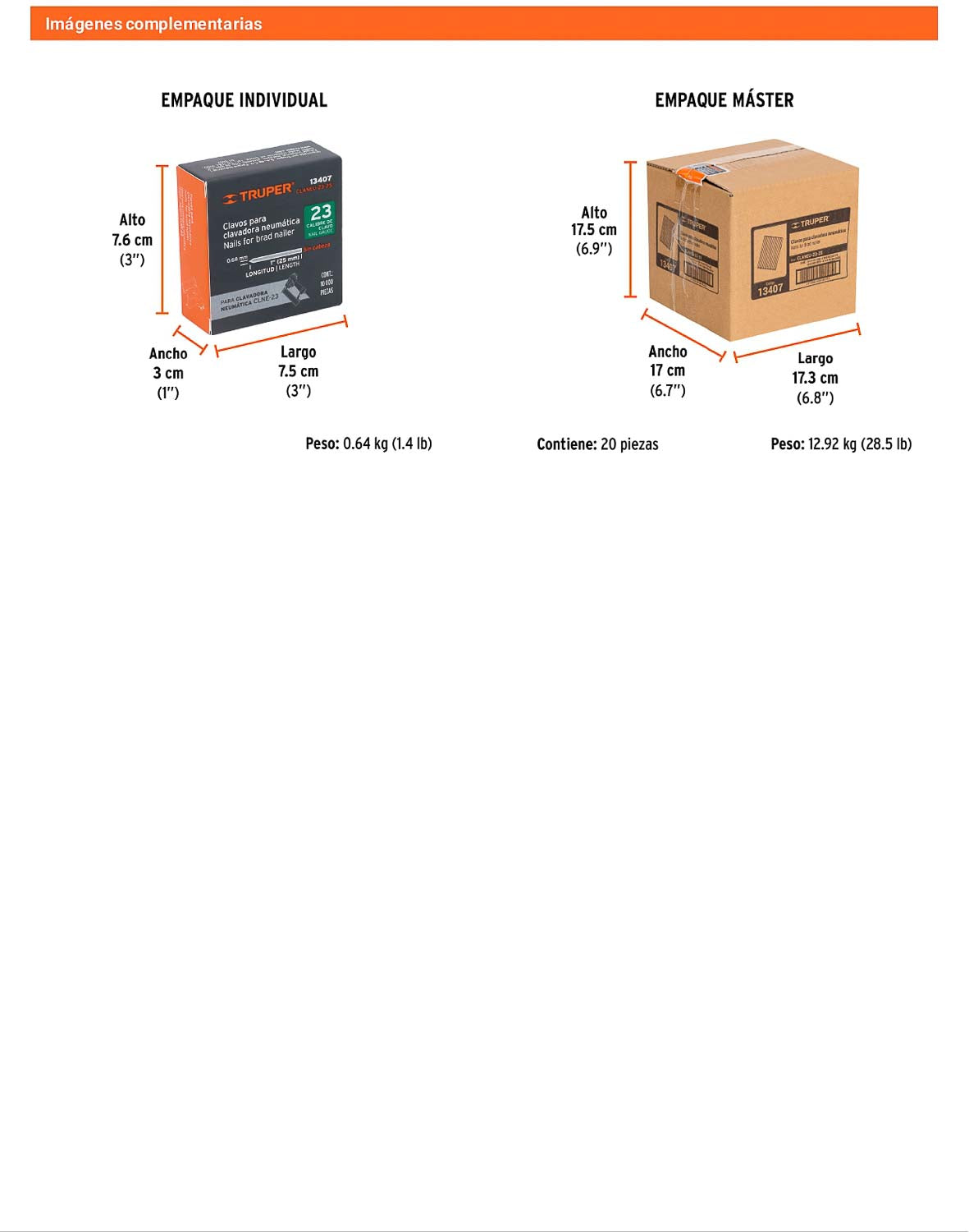 Caja 10000 clavos calibre 23 25 mm
