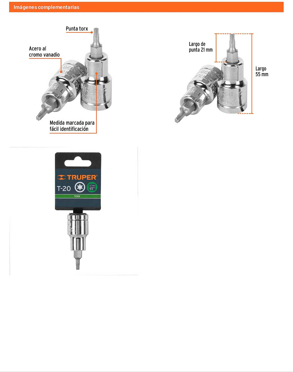 Dado punta torx T-20 cuadro 1/2pulg
