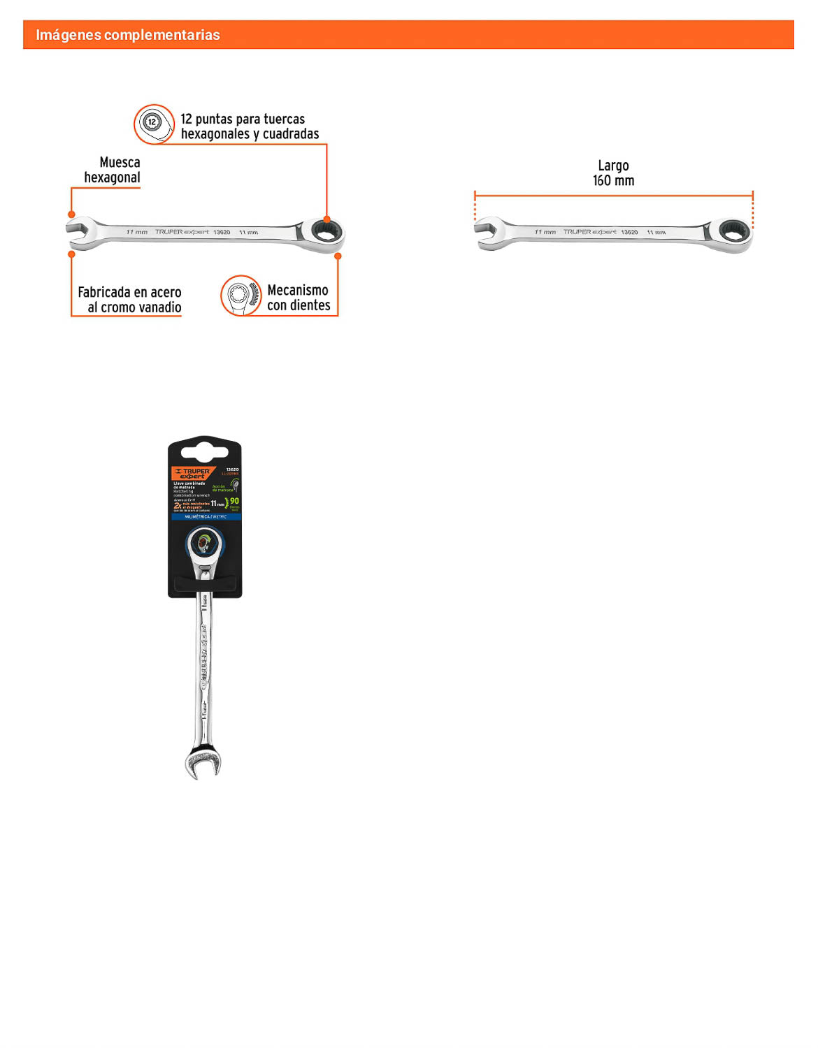Llave combinada con matraca 11 mm