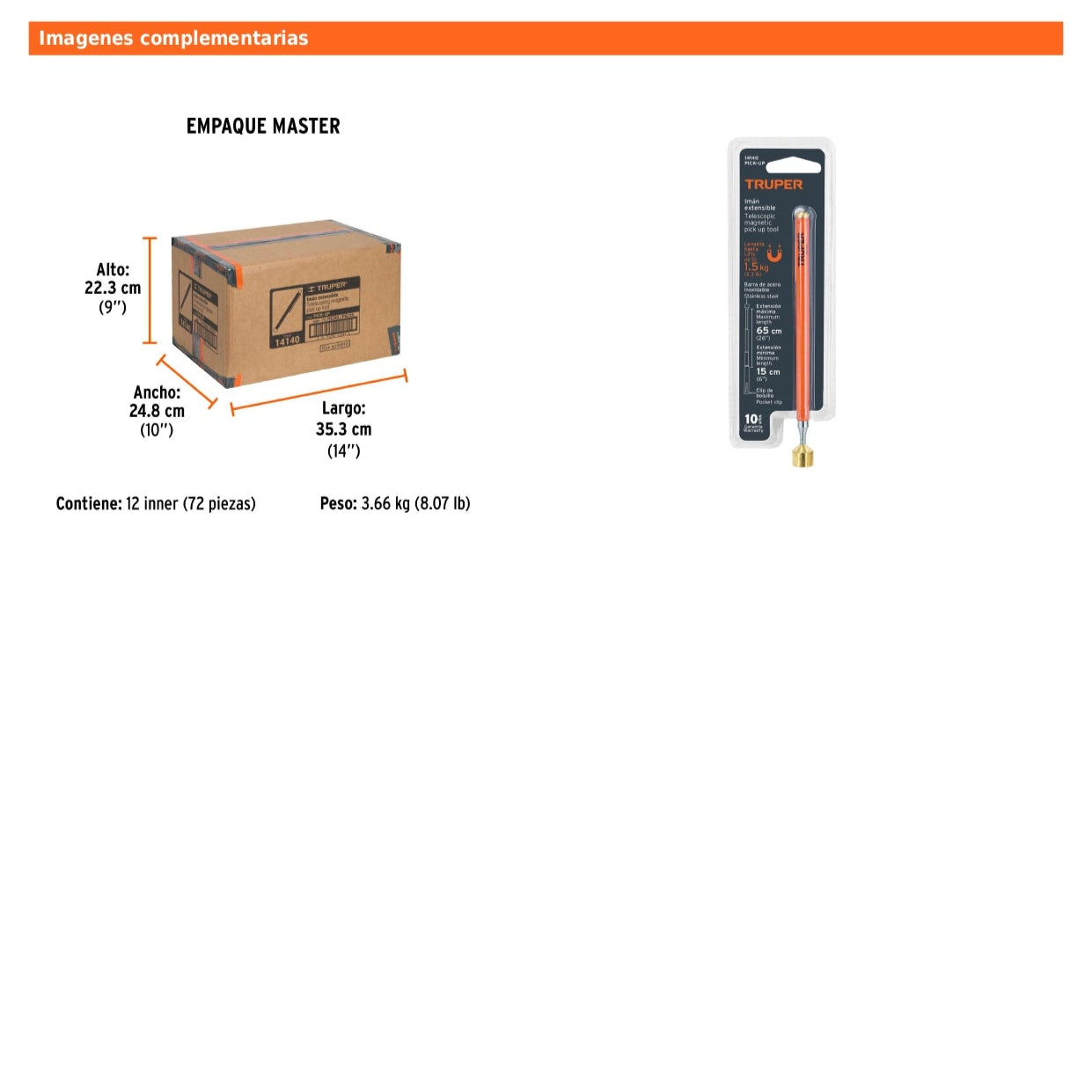 Imán Extensible de Acero Inoxidable 3.6 kg