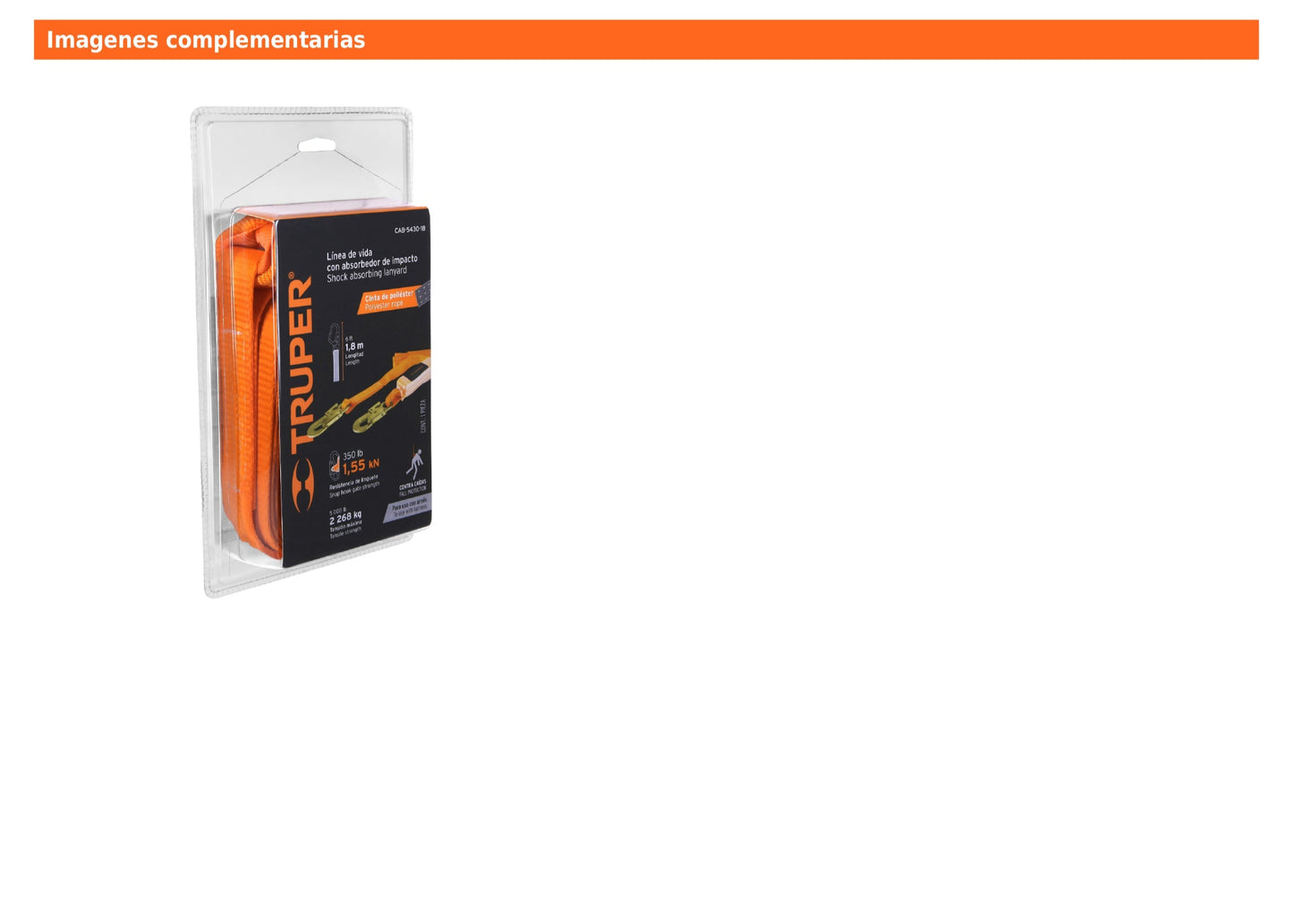 Línea de vida 1.8 m cinta políéster con absorbedor impacto