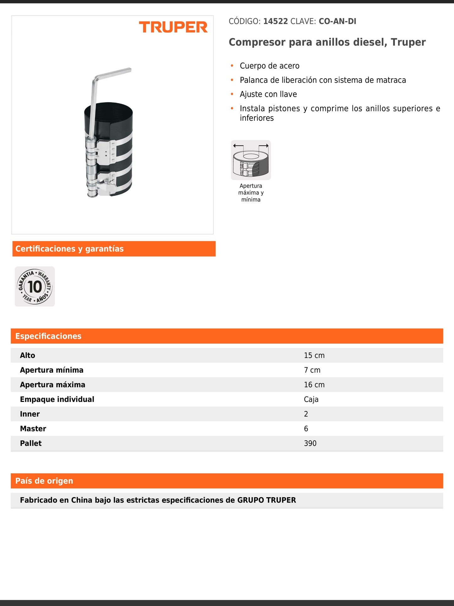 Compresor para anillos diésel