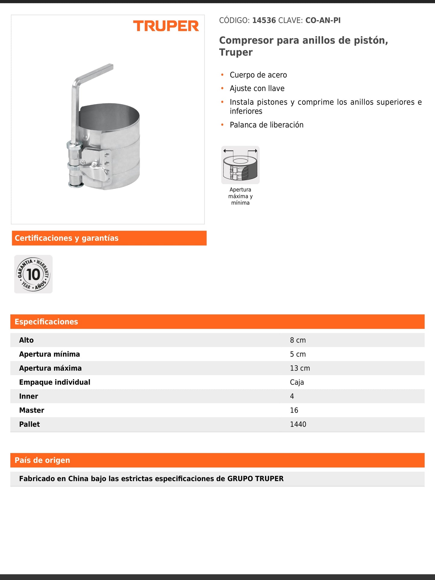 Compresor para anillos de pistón