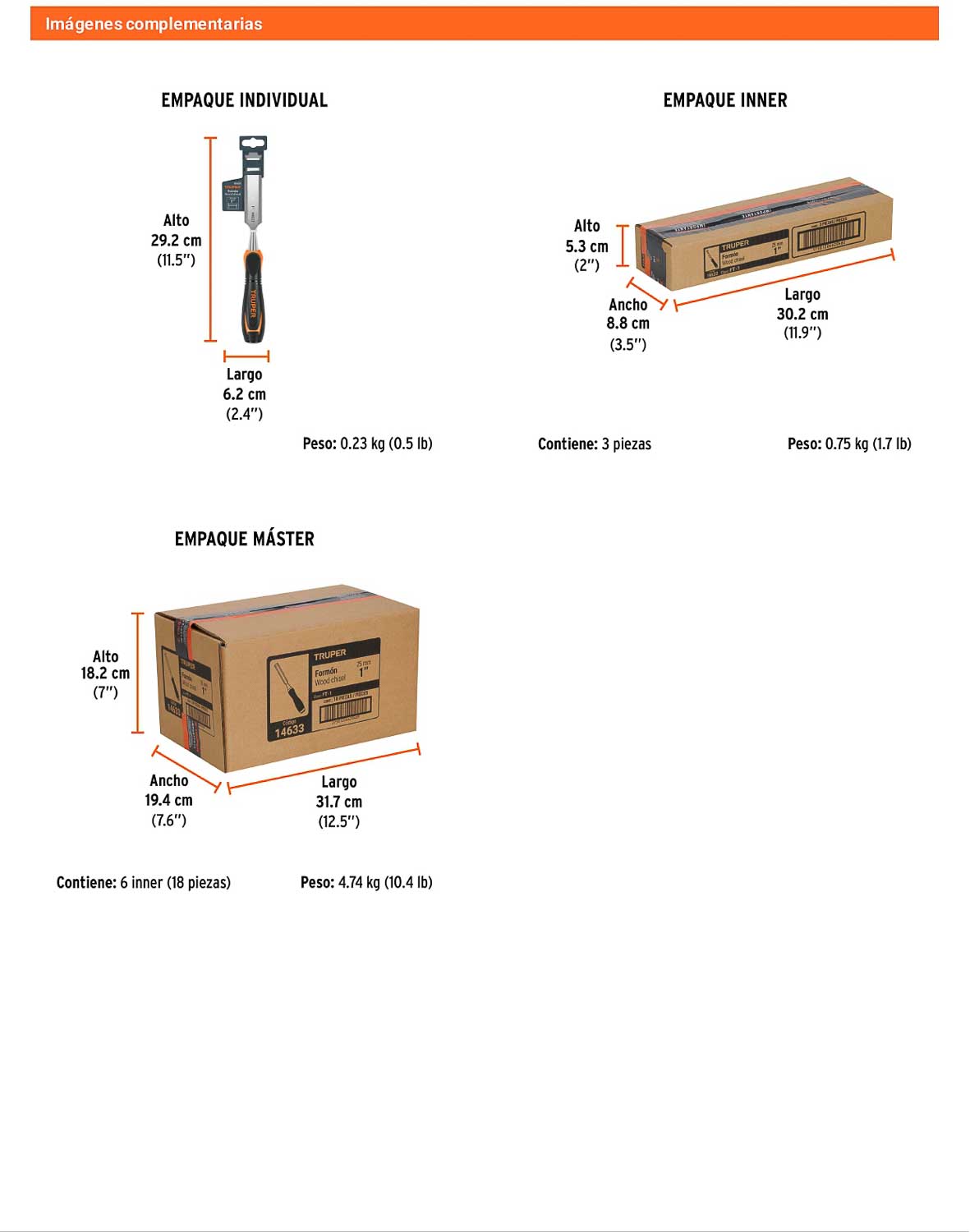 Formón 1 pulg mango Comfort Grip