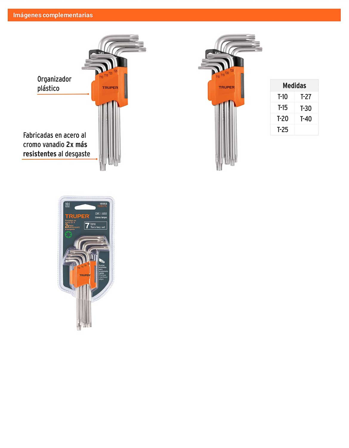 Juego 7 Llaves Torx Largas con Organizador