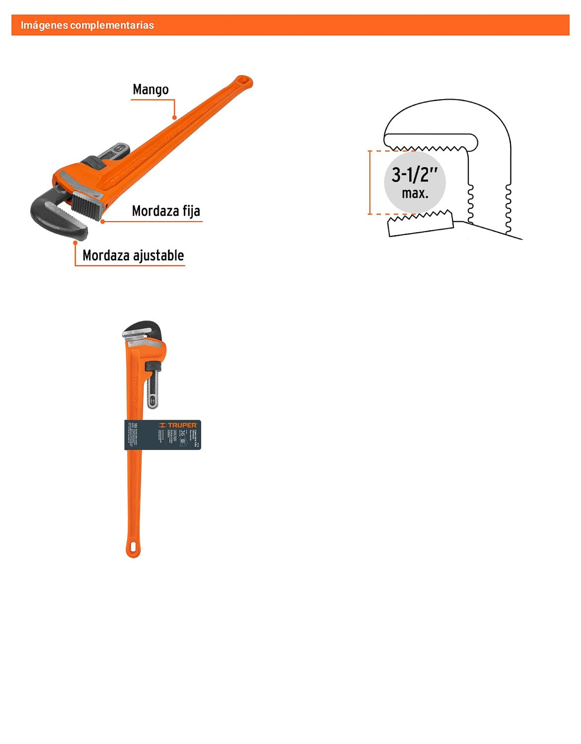 Llave stilson 36 pulg con cuerpo de hierro ductil