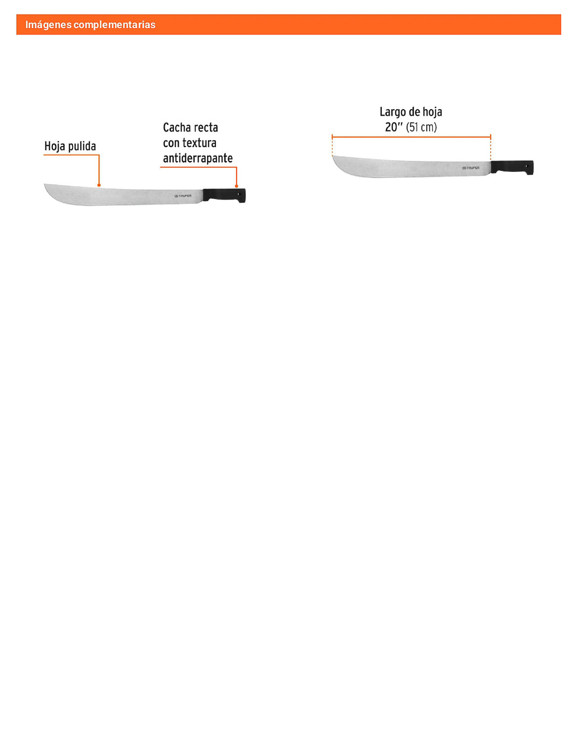 Machete Estándar 20 pulg Cacha Negra