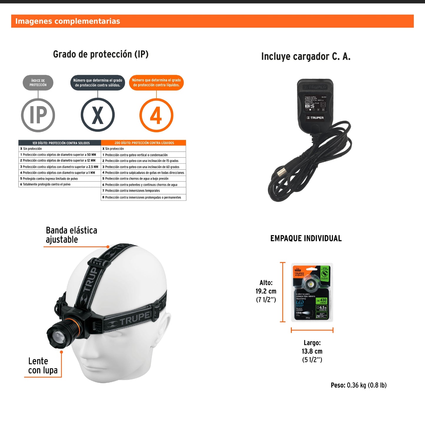 Linterna de minero 1 LED 340 lm recargable