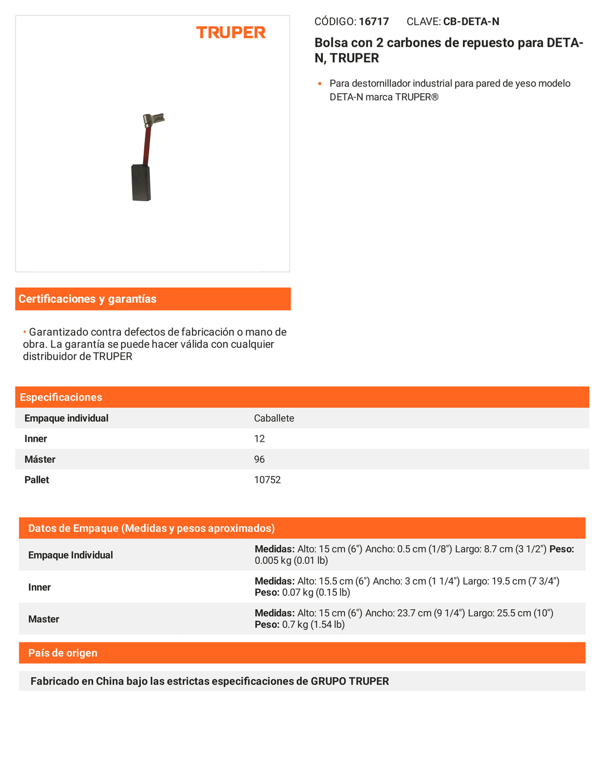 Ficha tecnica - 2 carbones para DETA-N - SKU 16717
