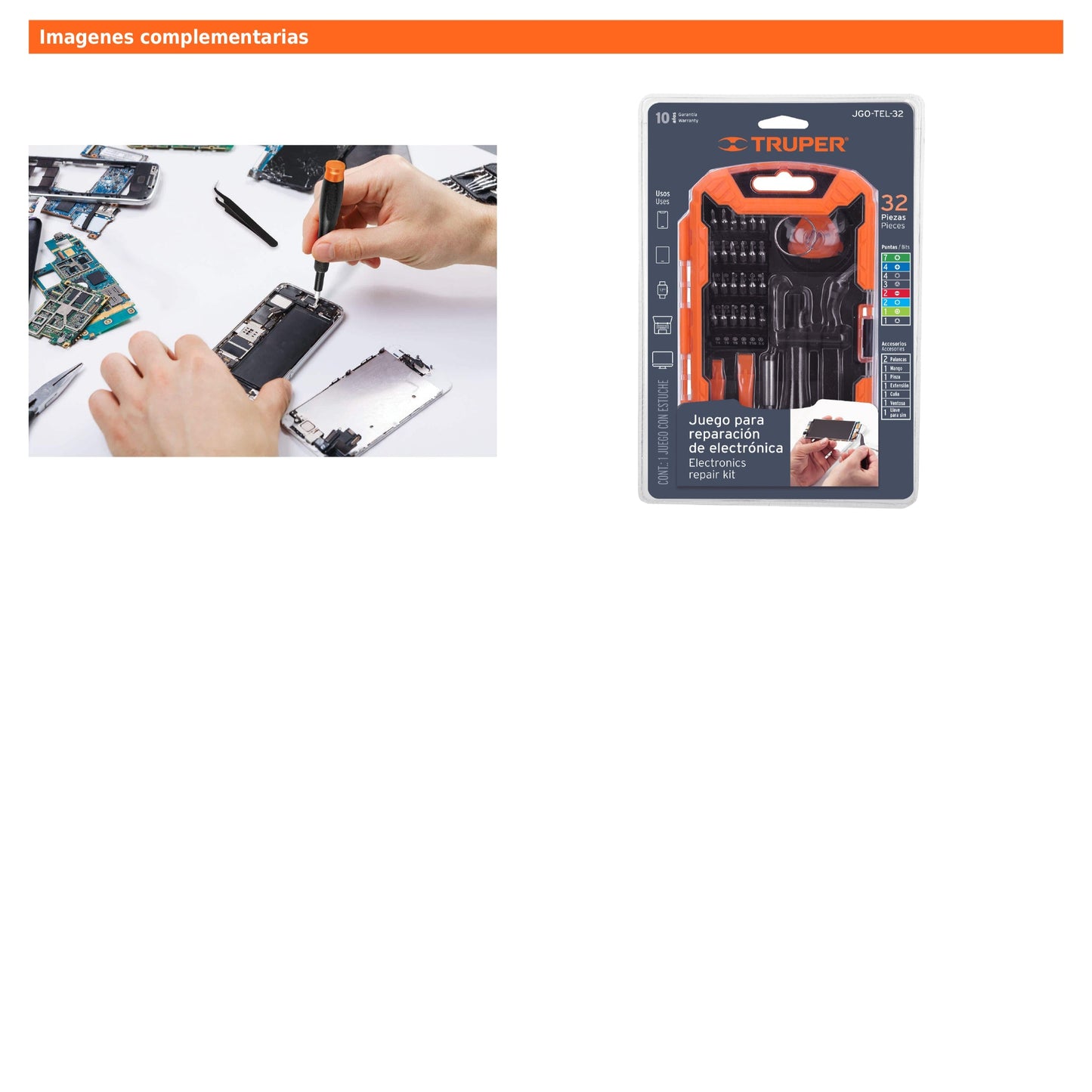 Juego de 32 Piezas para Reparación de Electrónica, Truper