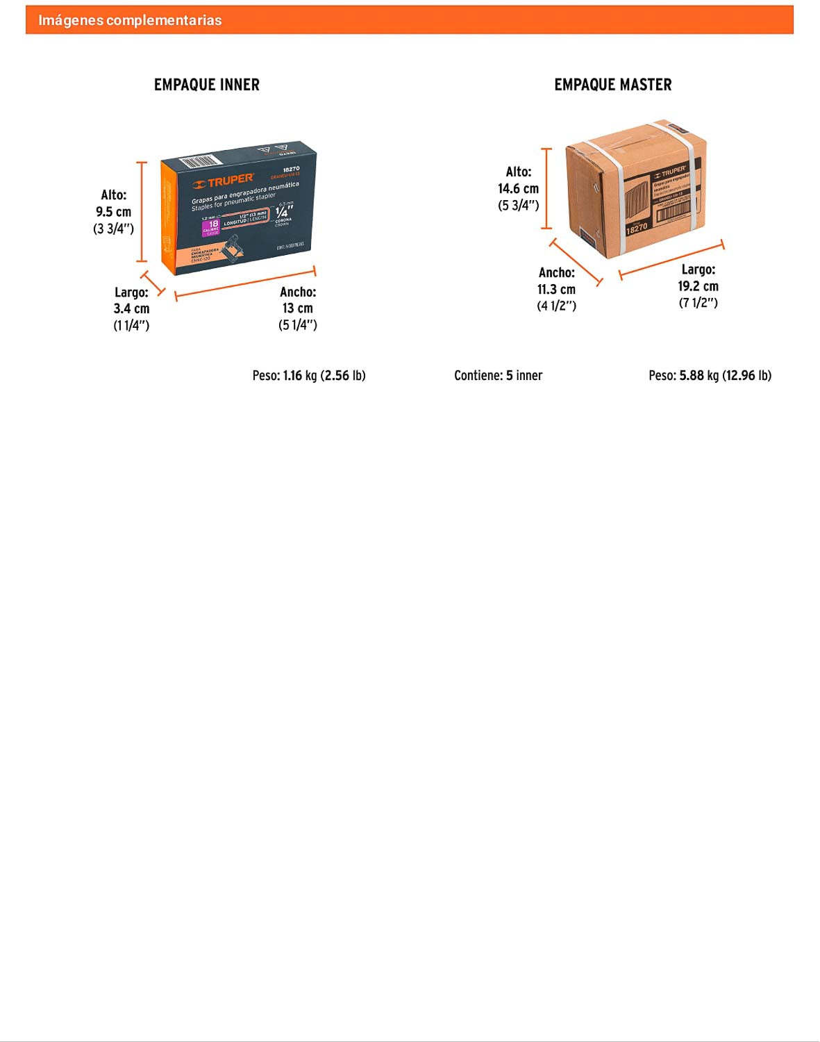 Caja 5000 grapas 1/4 pulg 13 mm