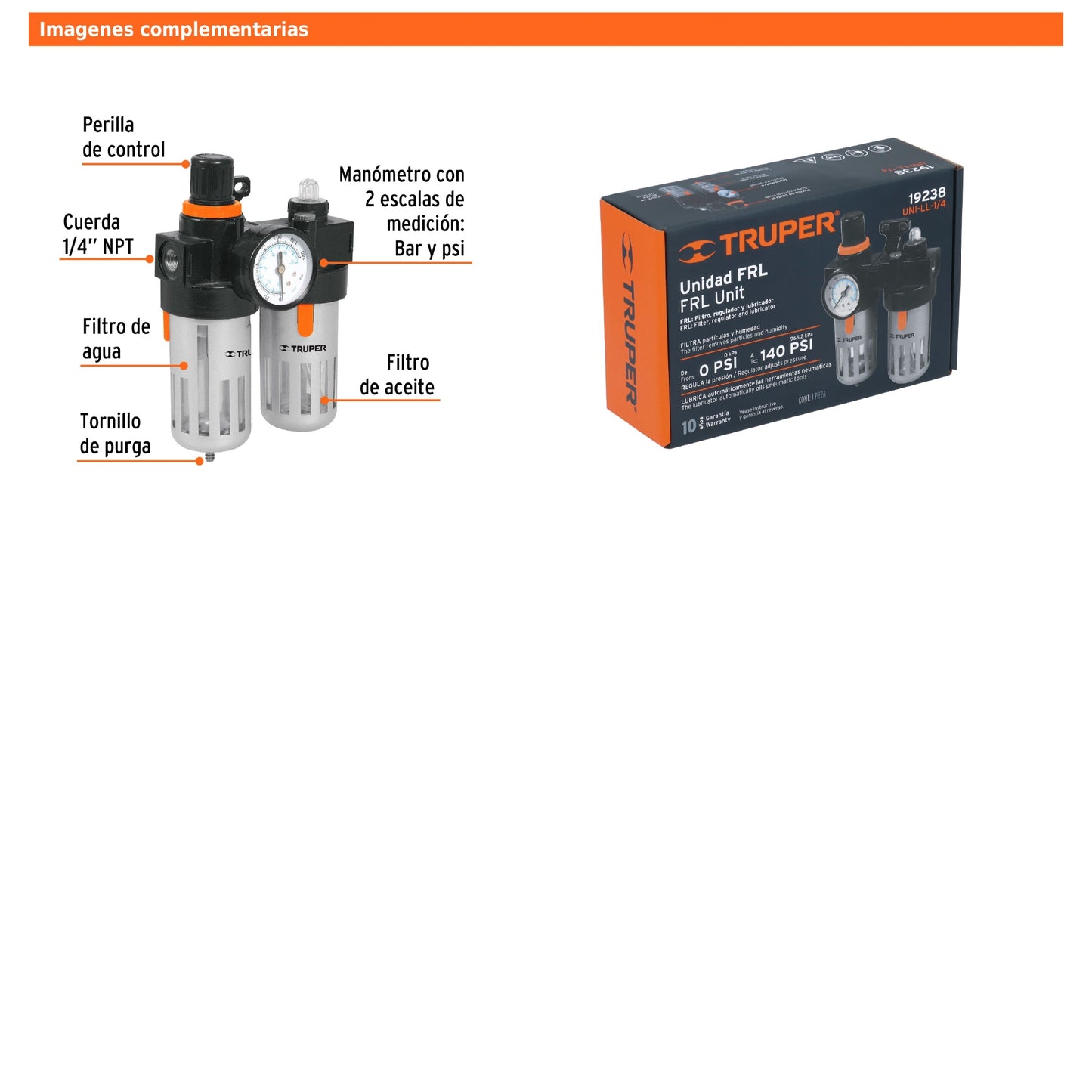Filtro y Regulador de Aire con Módulo de Lubricación