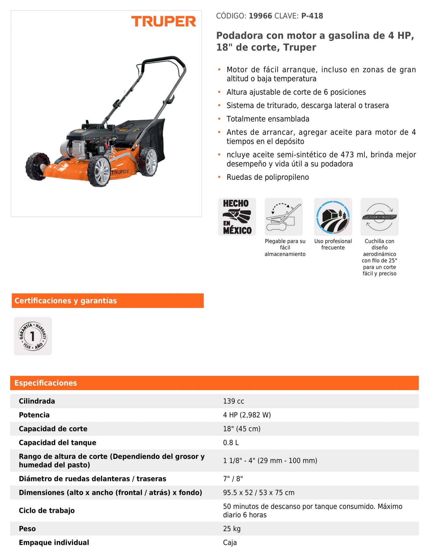 Podadora con motor a gasolina