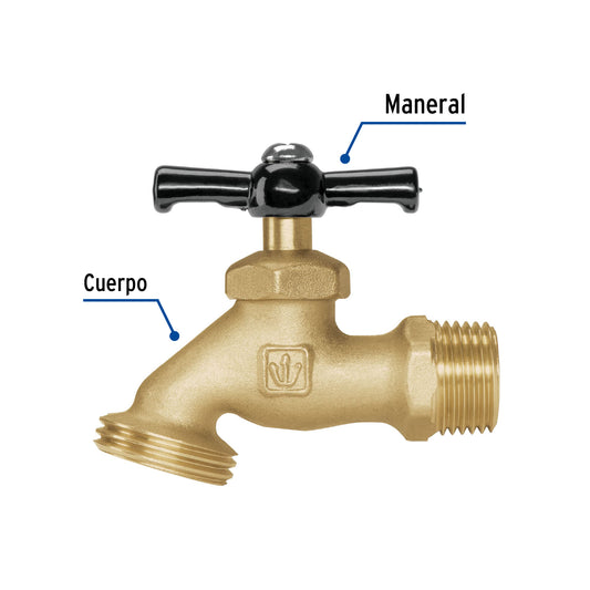 Llave para manguera de latón de 1/2 pulgada con cierre de compresión
