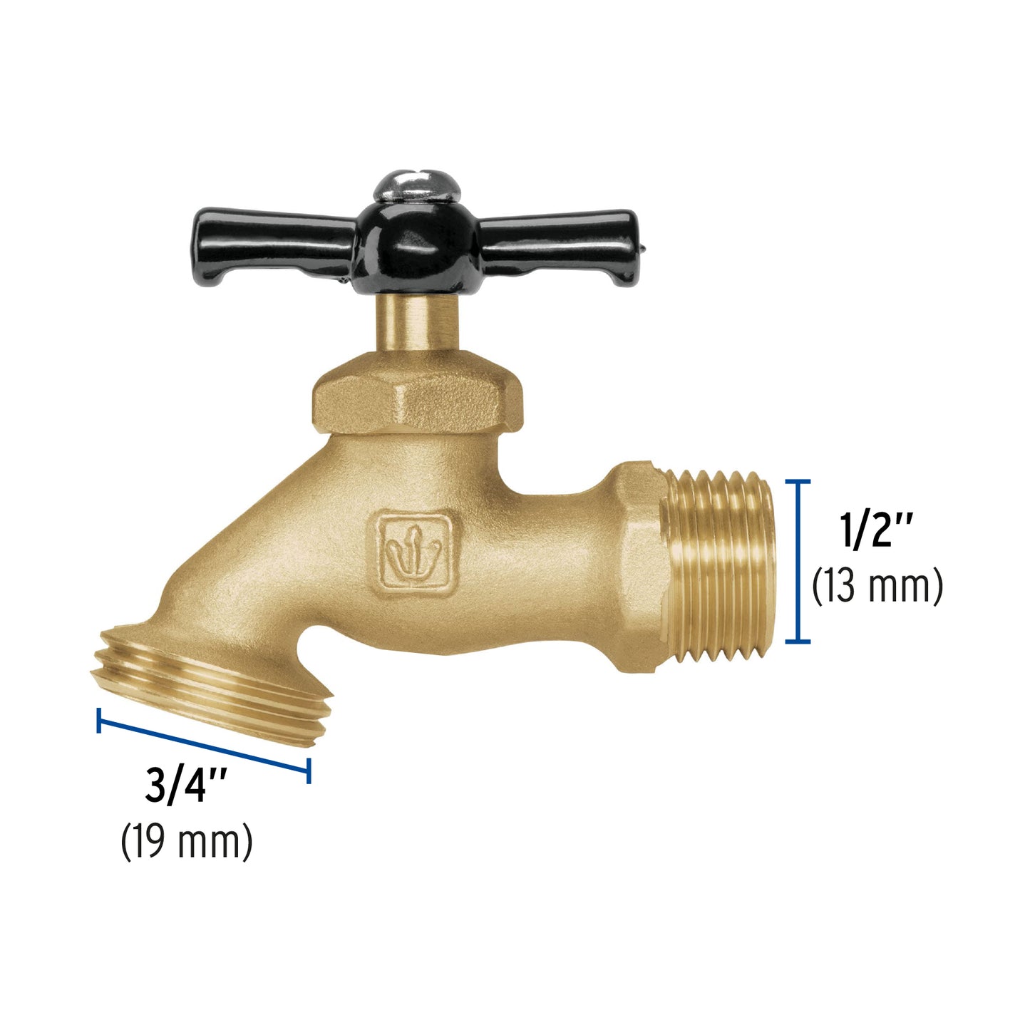 Llave para Manguera, Latón, 100 gr,1/2"