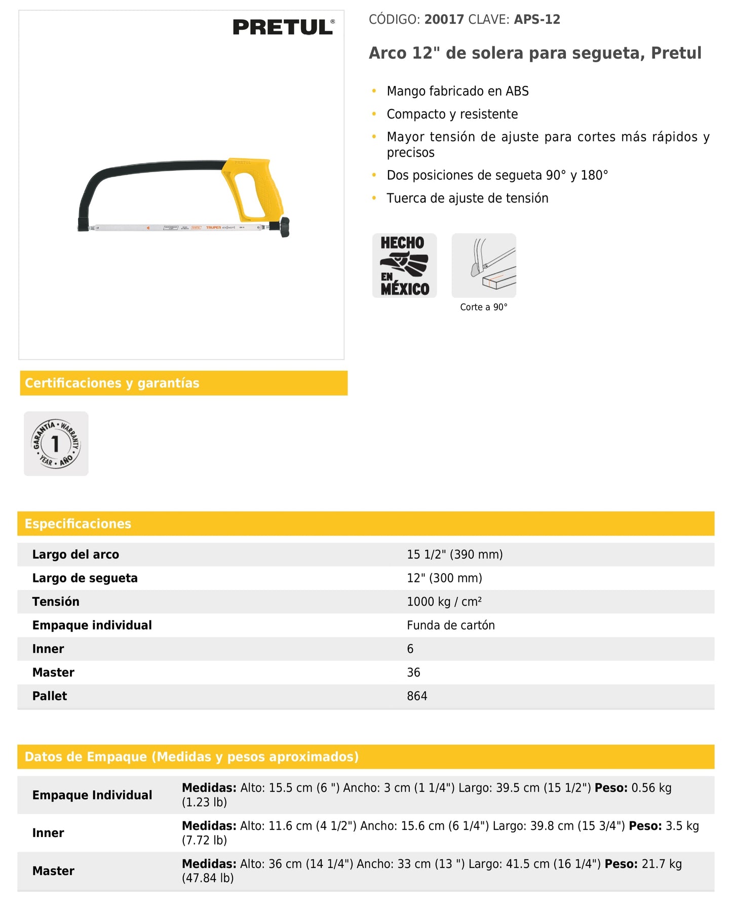 arco ajustable para sierra 12"