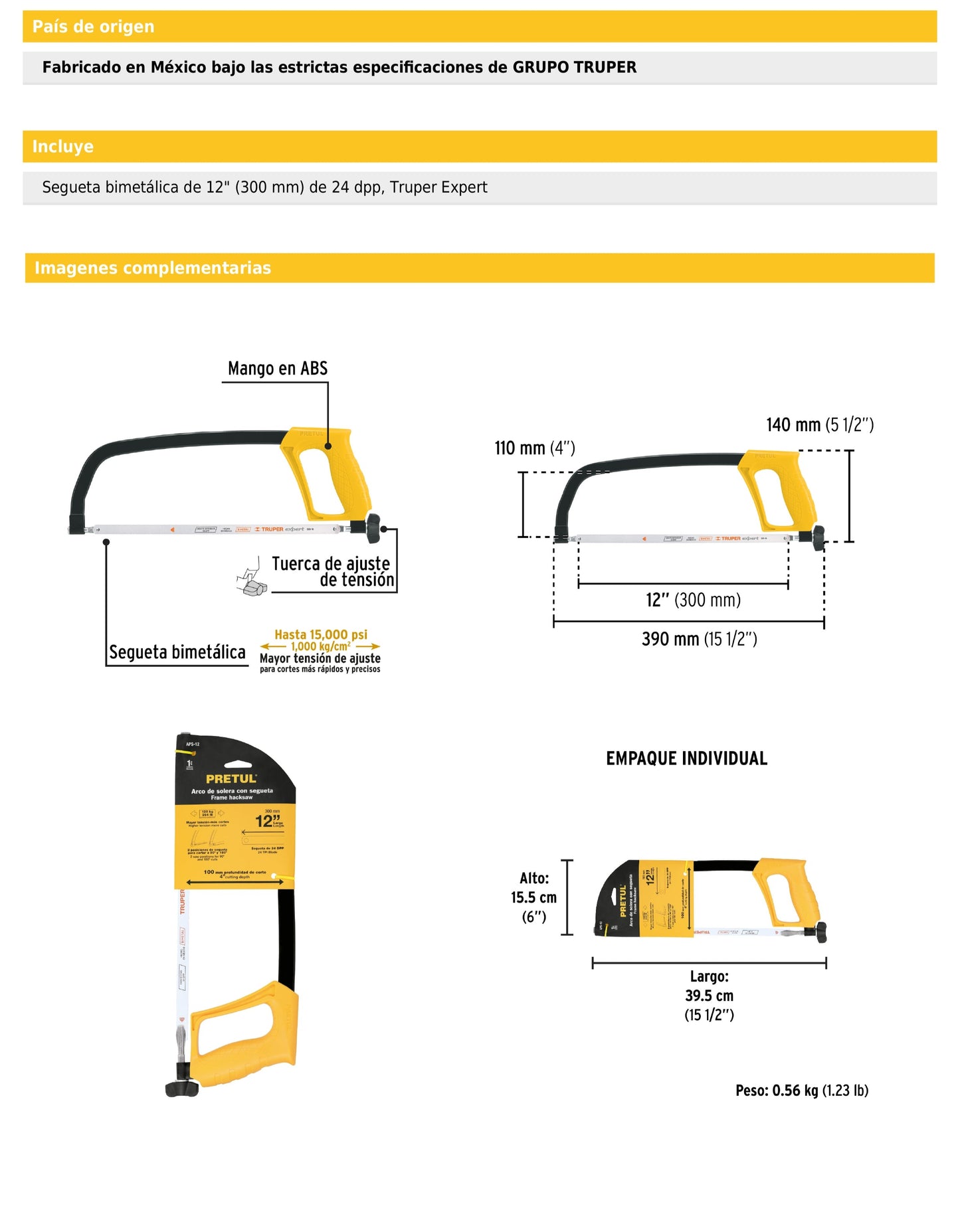 arco ajustable para sierra 12"
