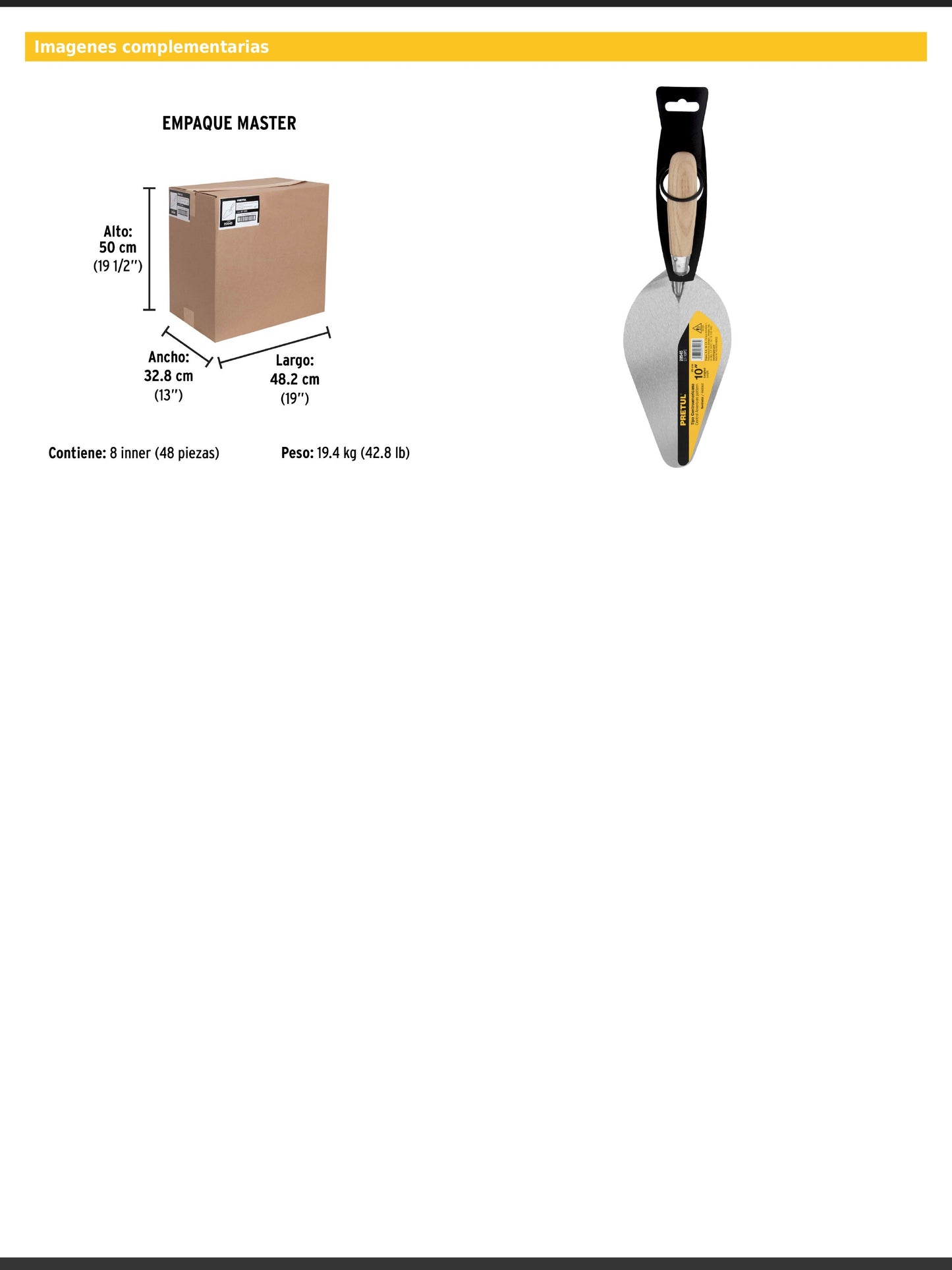 Cuchara para albañil de 10" tipo Centroamericana
