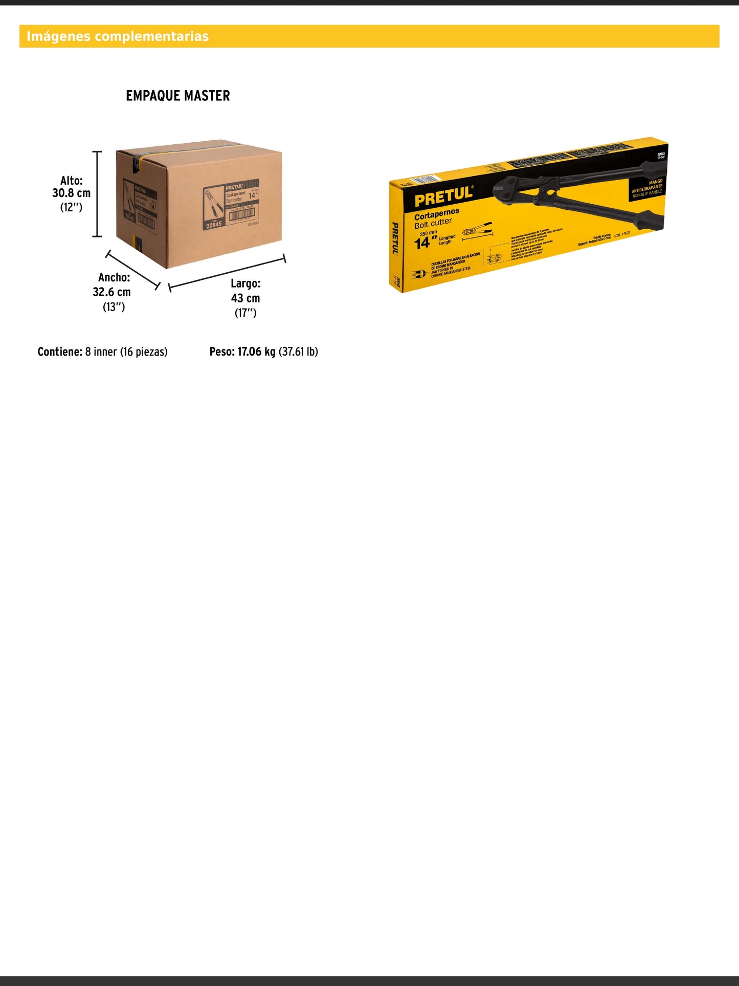 Cortapernos de 14 pulgadas con mango tubular