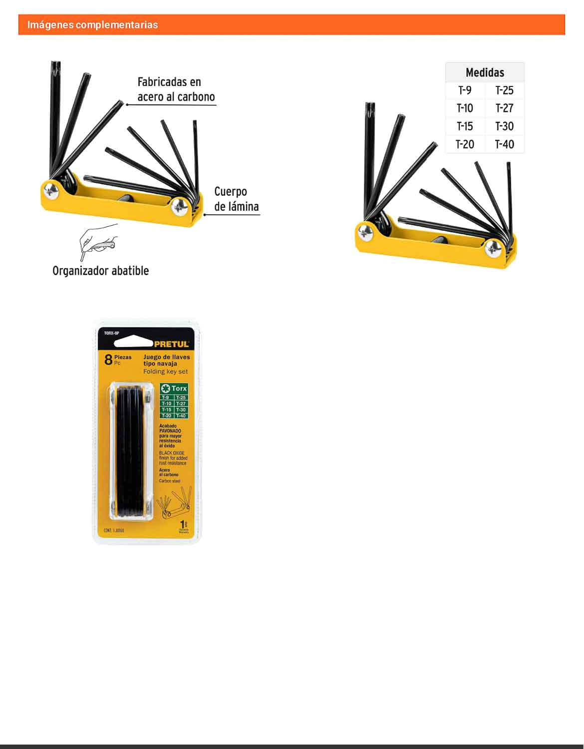 Juego 8 Llaves Torx Navaja Métrico Lámina