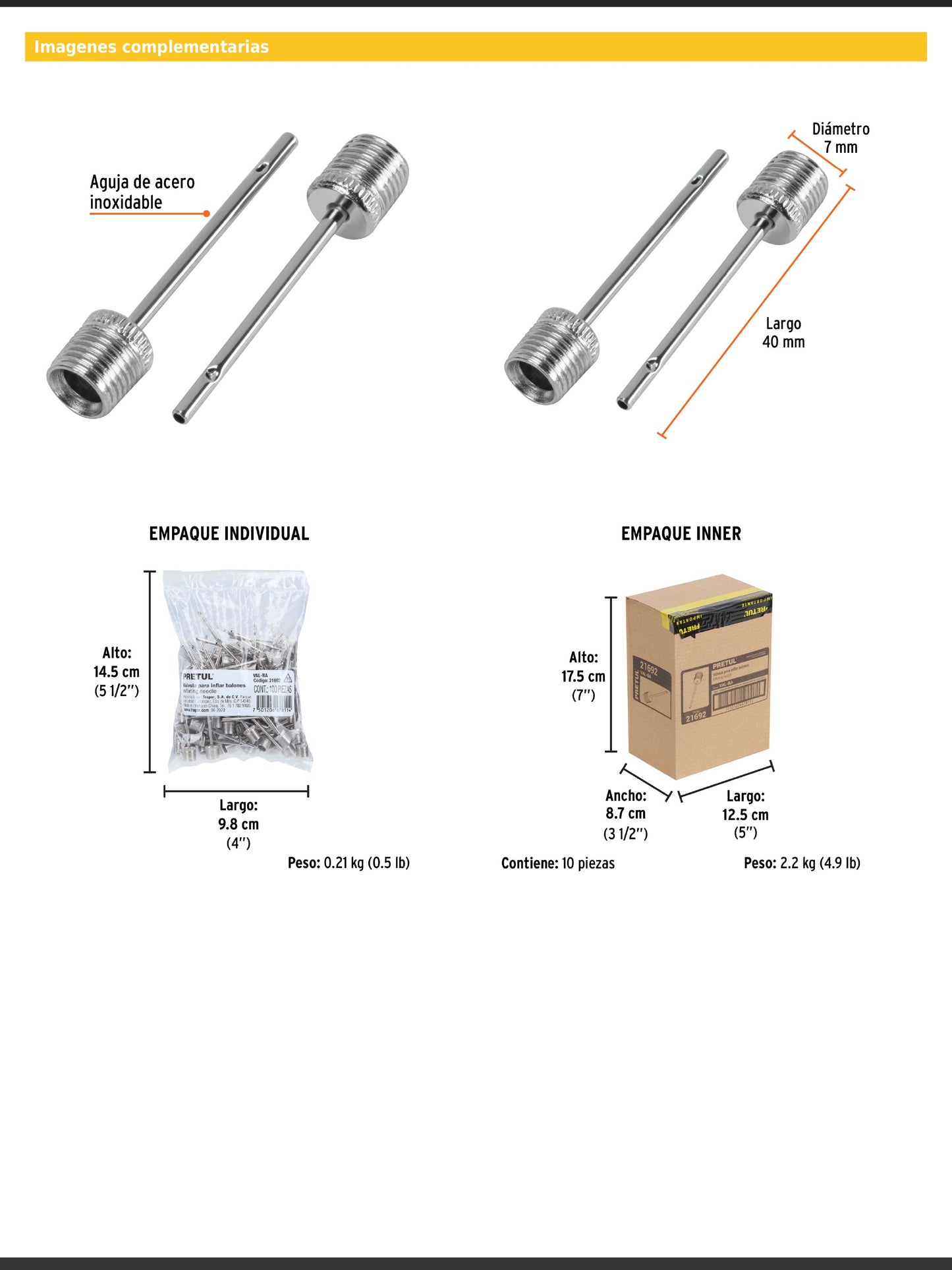 Bolsa con 100 válvulas para inflar balones