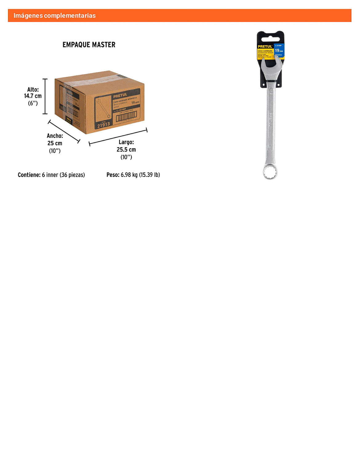 Llave combinada 19 mm con 12 puntas
