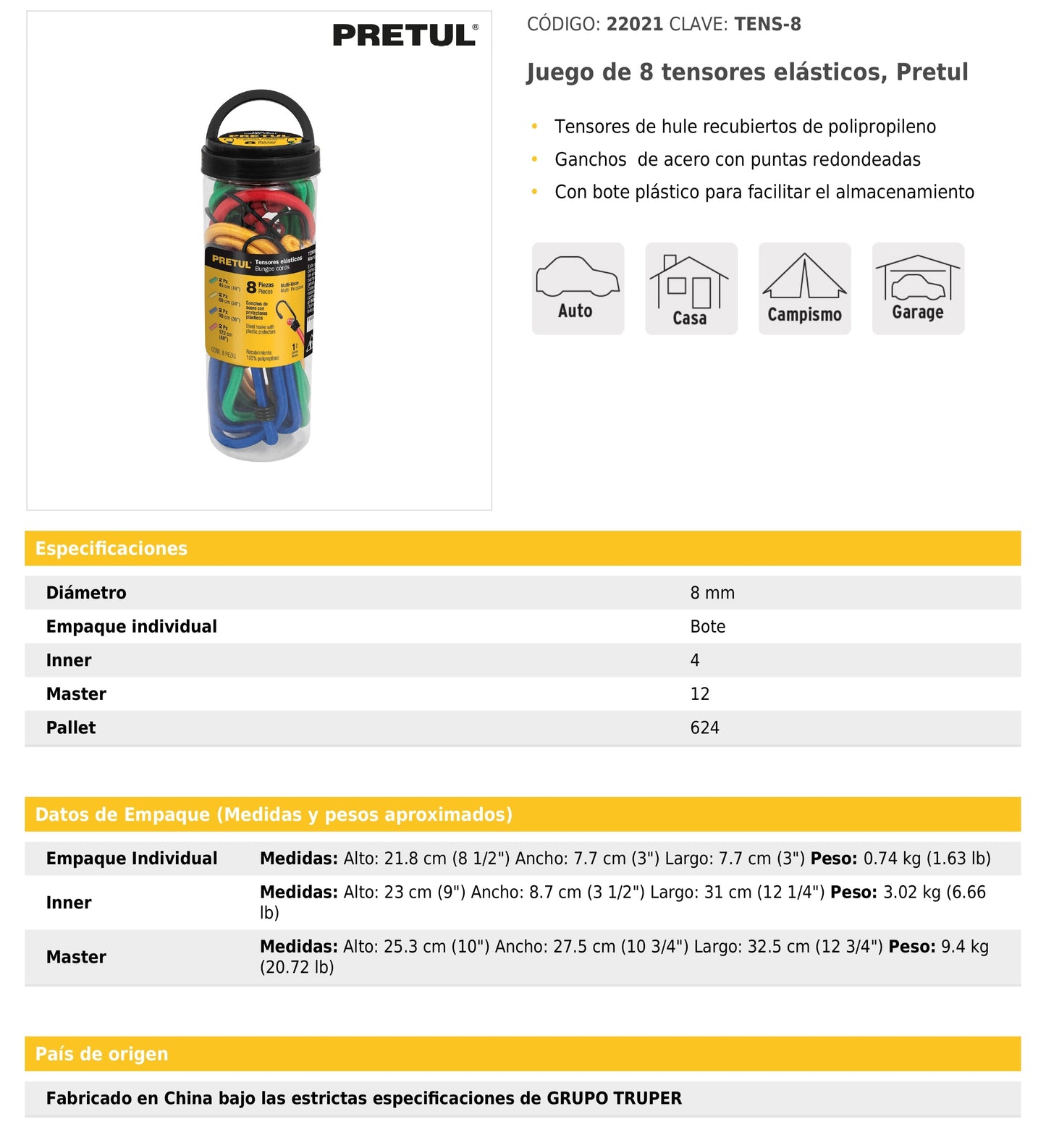 Juego de 8 tensores elásticos
