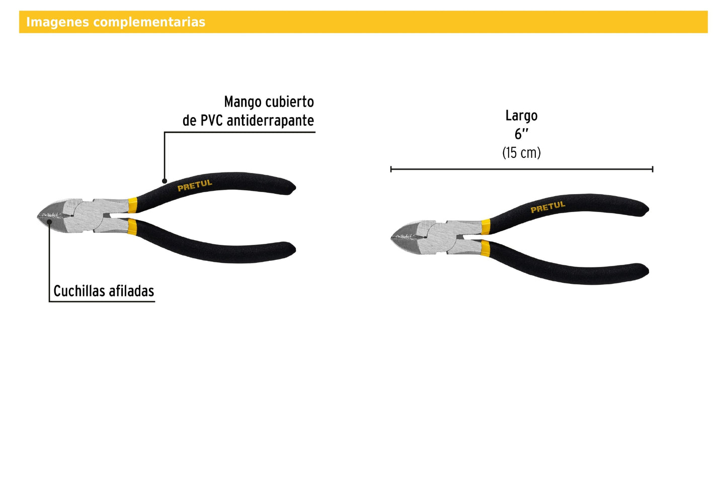 Pinza de corte diagonal 6" mango de PVC