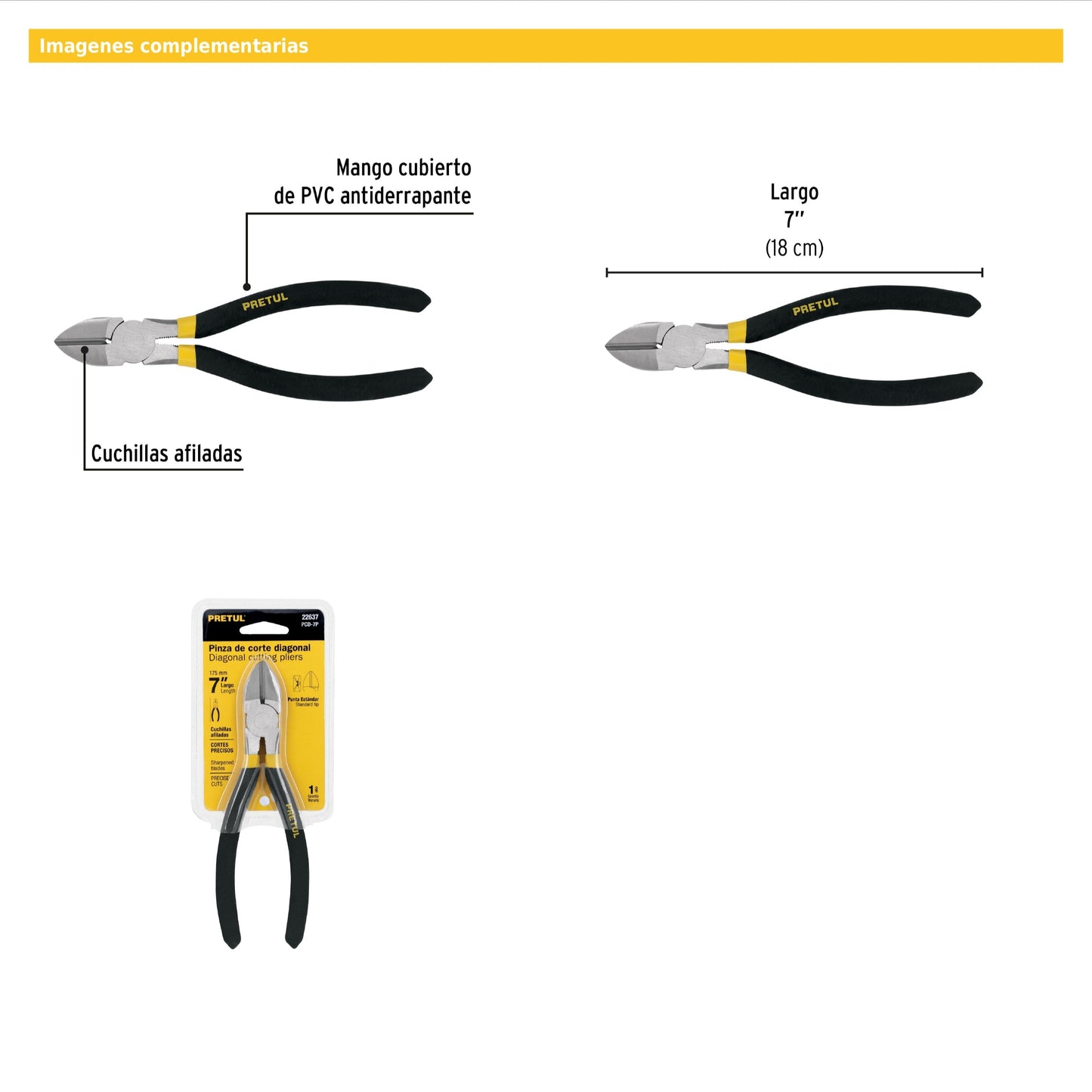 Pinza de corte diagonal 7" mango de PVC