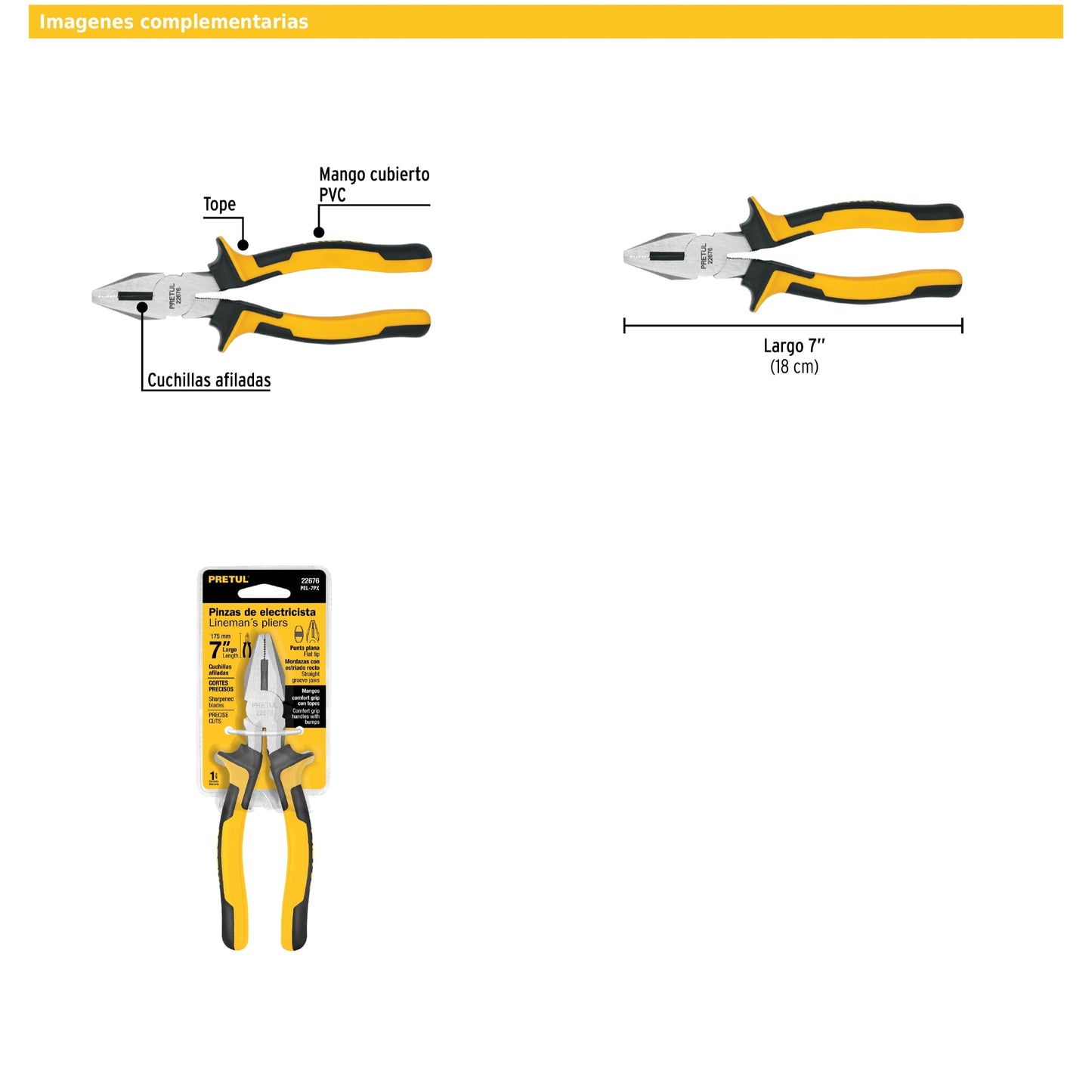 Pinza para electricista 7" mango Comfort Grip